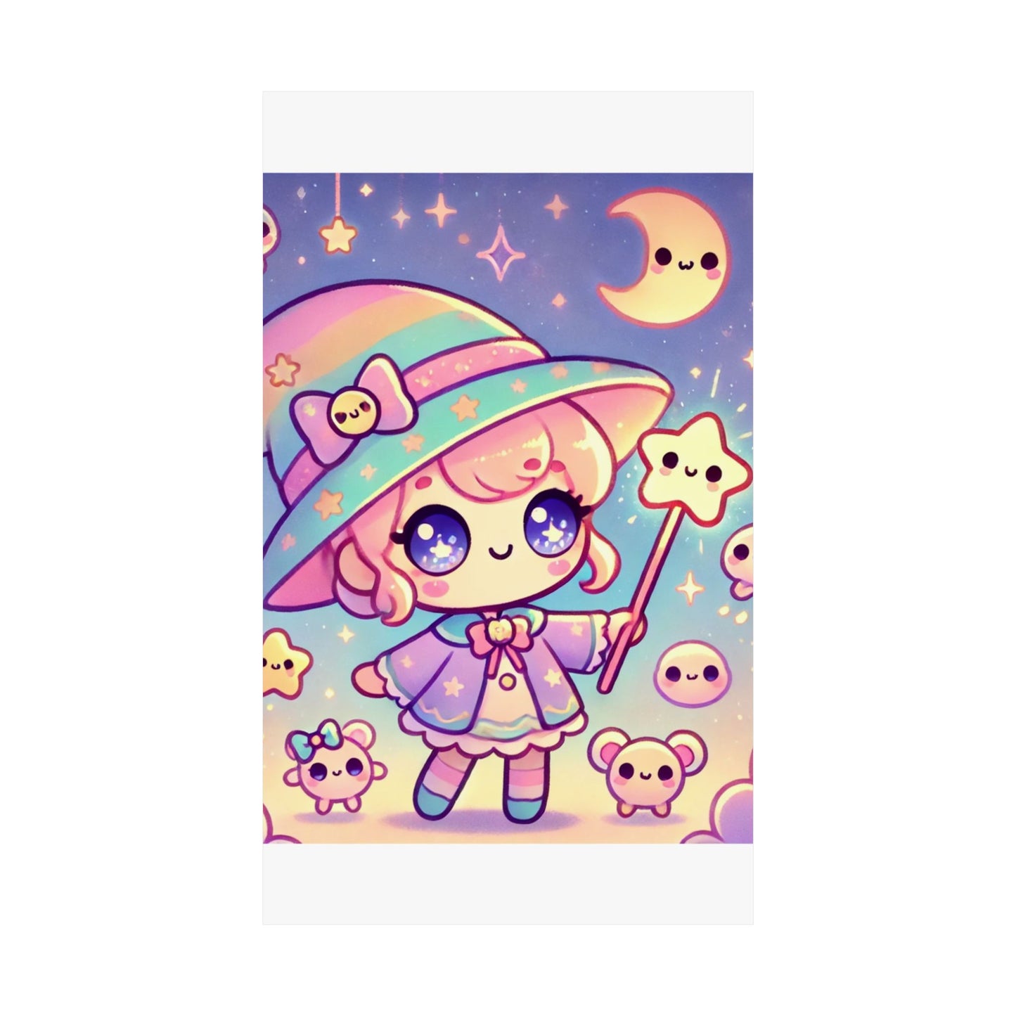 Kawaii Moon Wand Pastel Fantasy Wall Art Poster