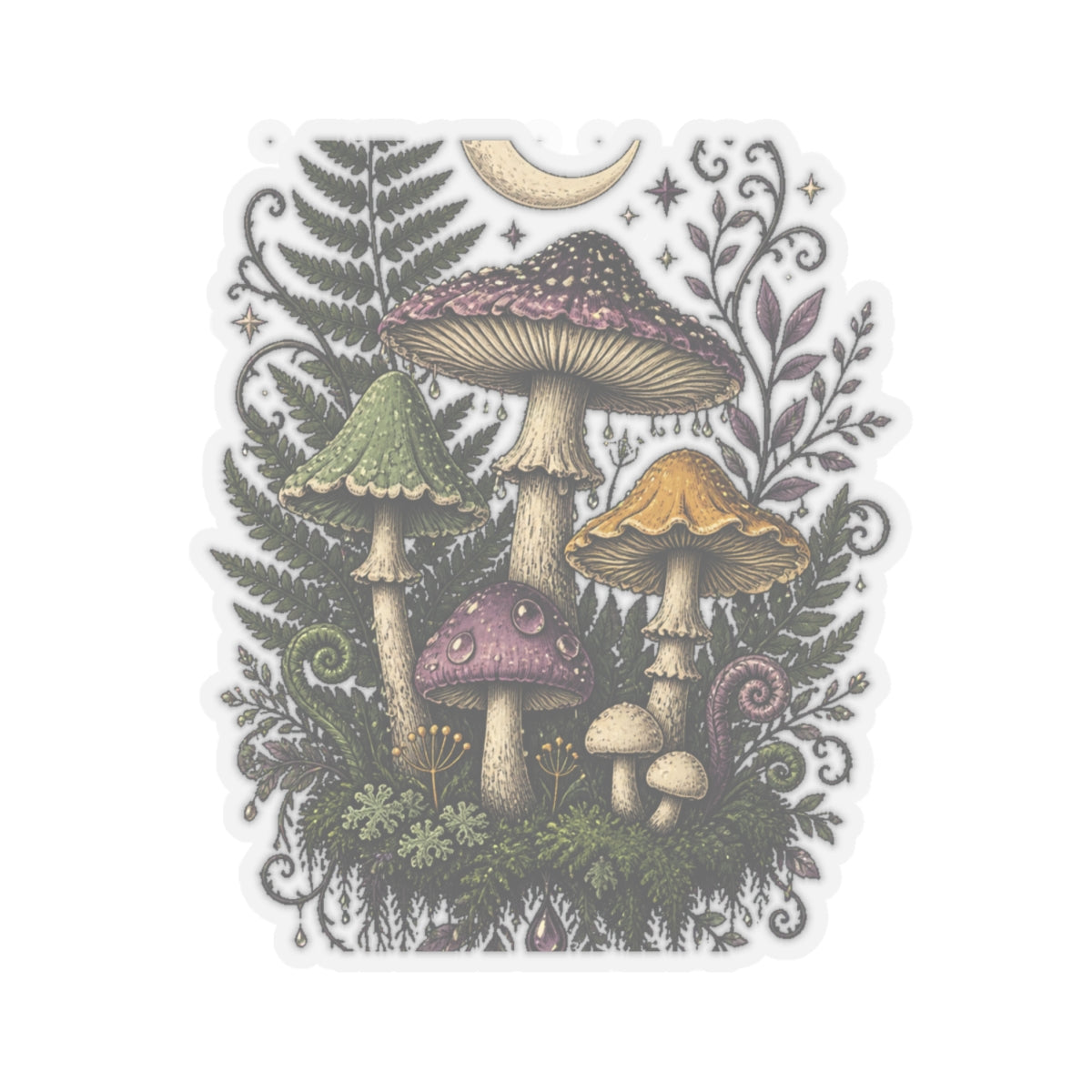 Midnight Mushroom Field Notes Botanical Mushroom Sticker