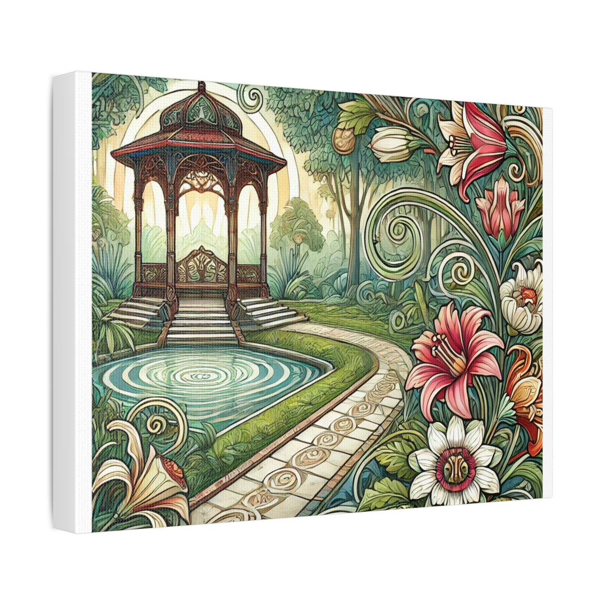 Botanical Gazebo Garden Art Nouveau Canvas Wall Art