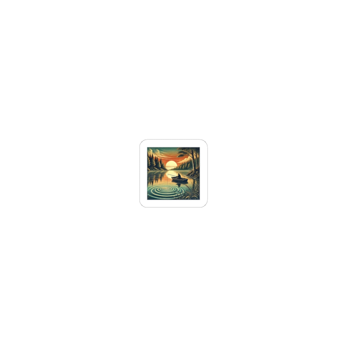 Sunset Lake Fishing Retreat Angler Sticker for Outdoor Gear Gift