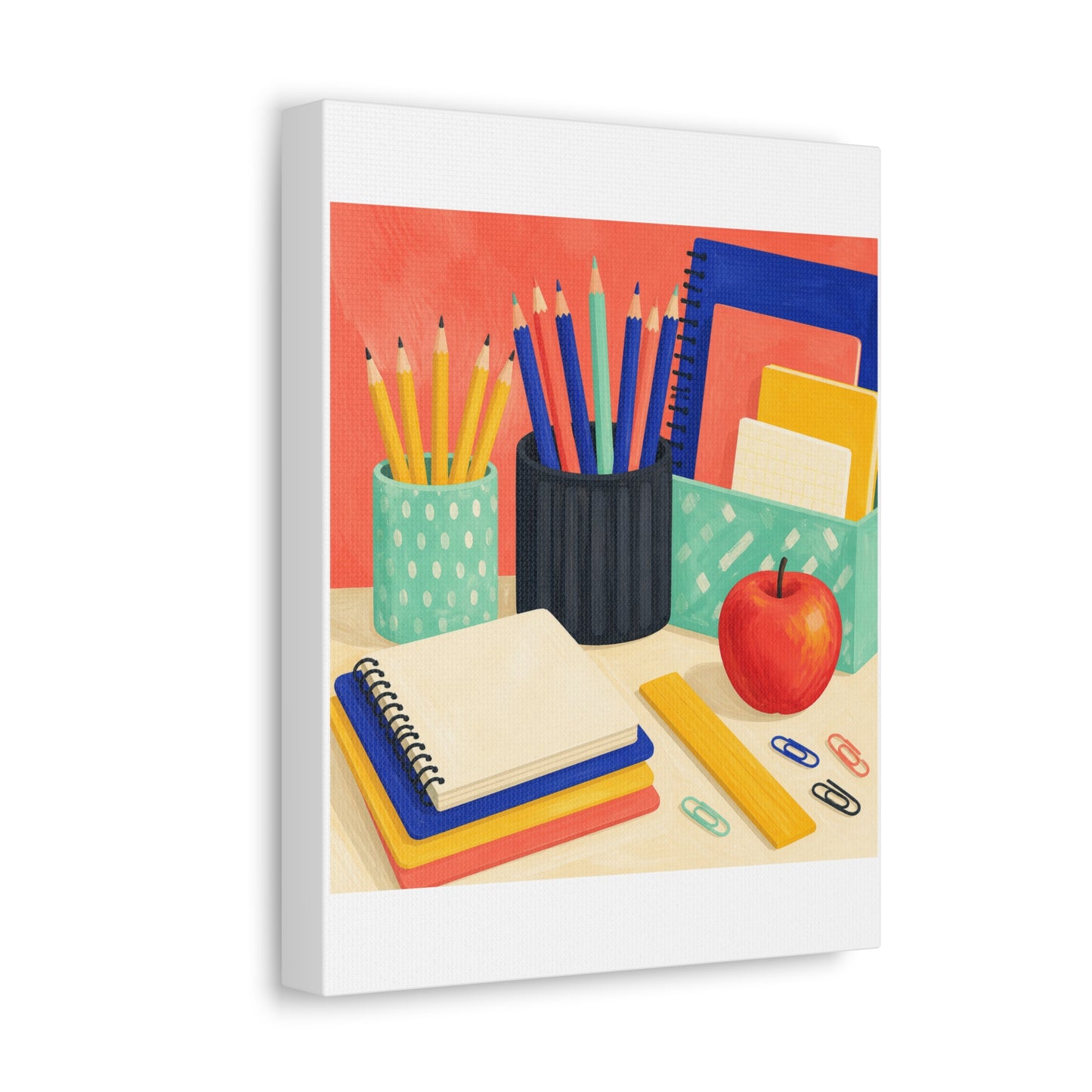 Colorful Teacher Desk Supplies Art Canvas Art