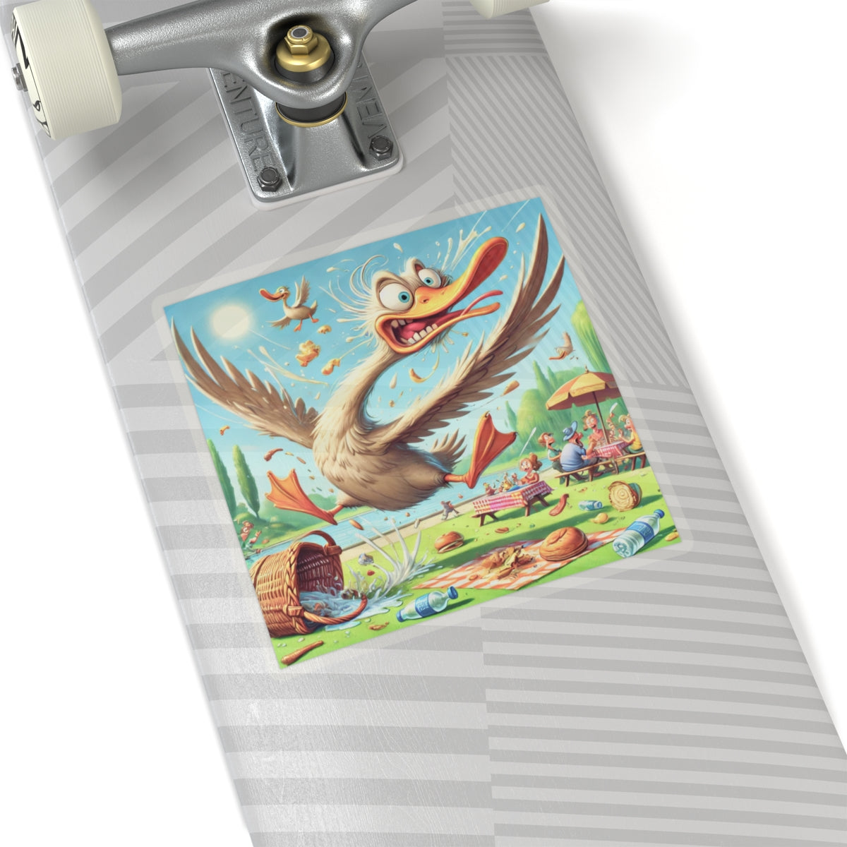 Chaotic Picnic Duck Funny Summer Adventure Sticker