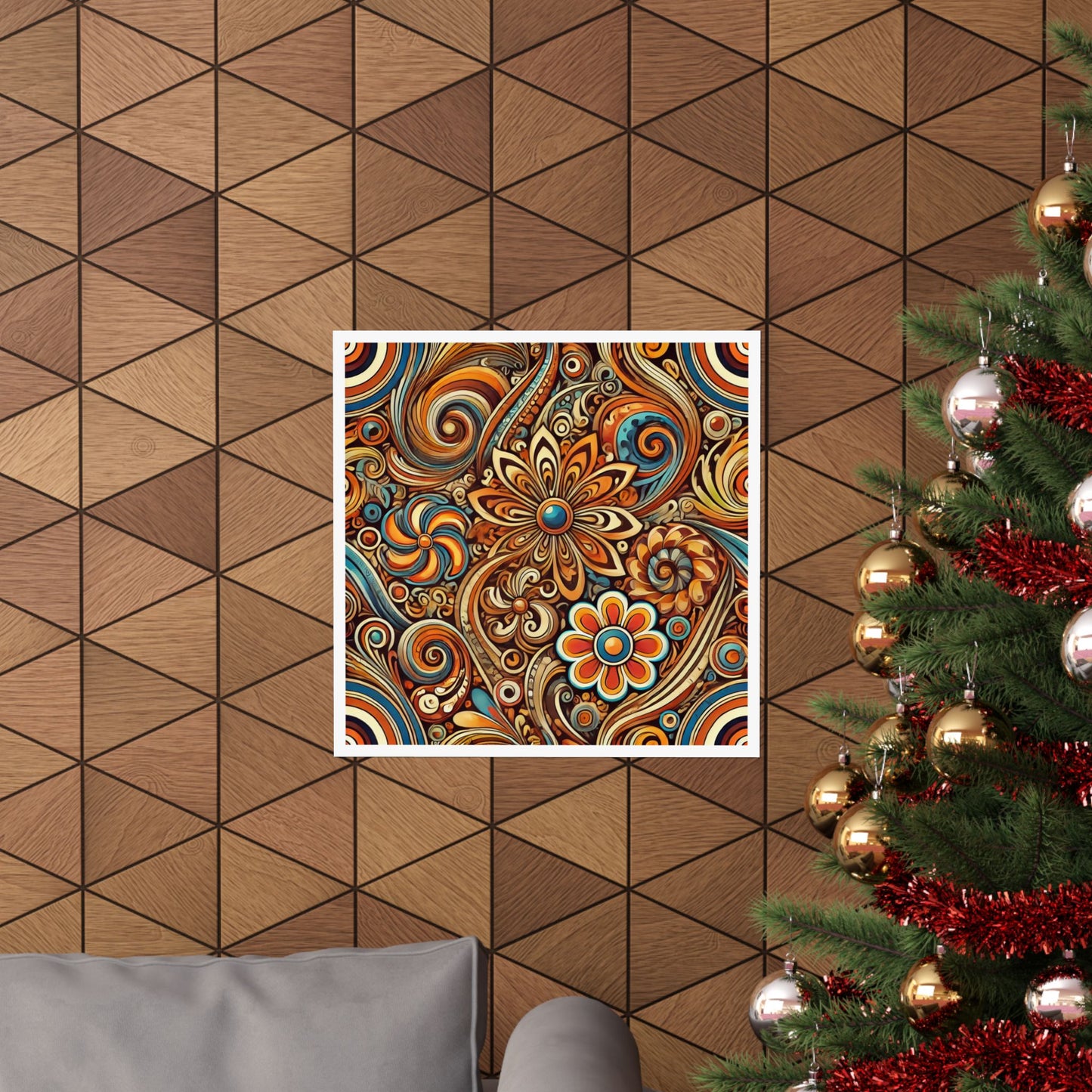 Ornate Abstract Floral Paisley Pattern Poster