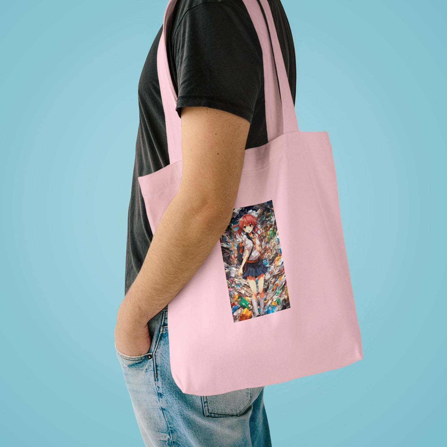 Recycling Day Anime Schoolgirl Eco Street Art Tote Bag