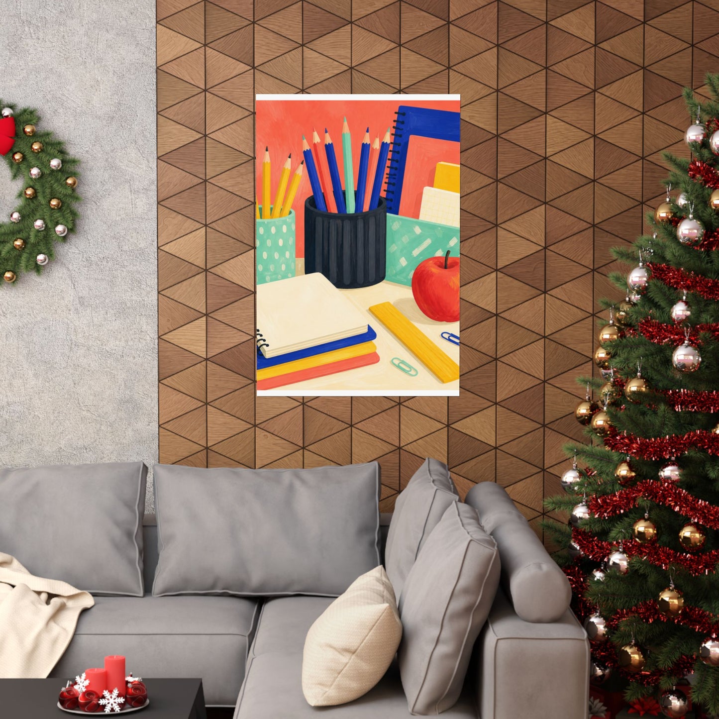 Colorful Teacher Desk Supplies Art Poster