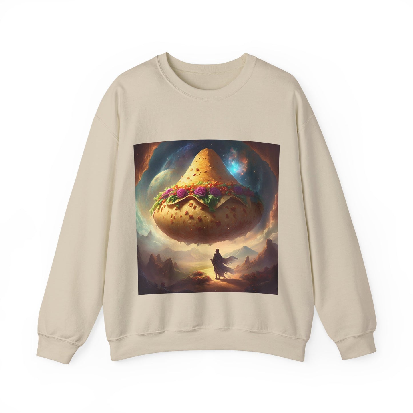 Cosmic Taco Planetoid Surreal Food Fantasy Art Sweatshirt