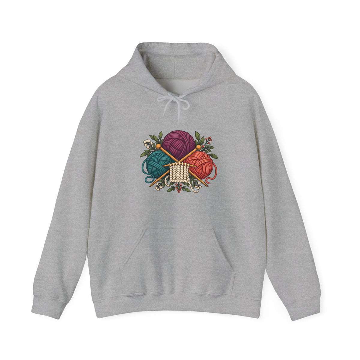 Retro Yarn and Knitting Botanical Art Hoodie