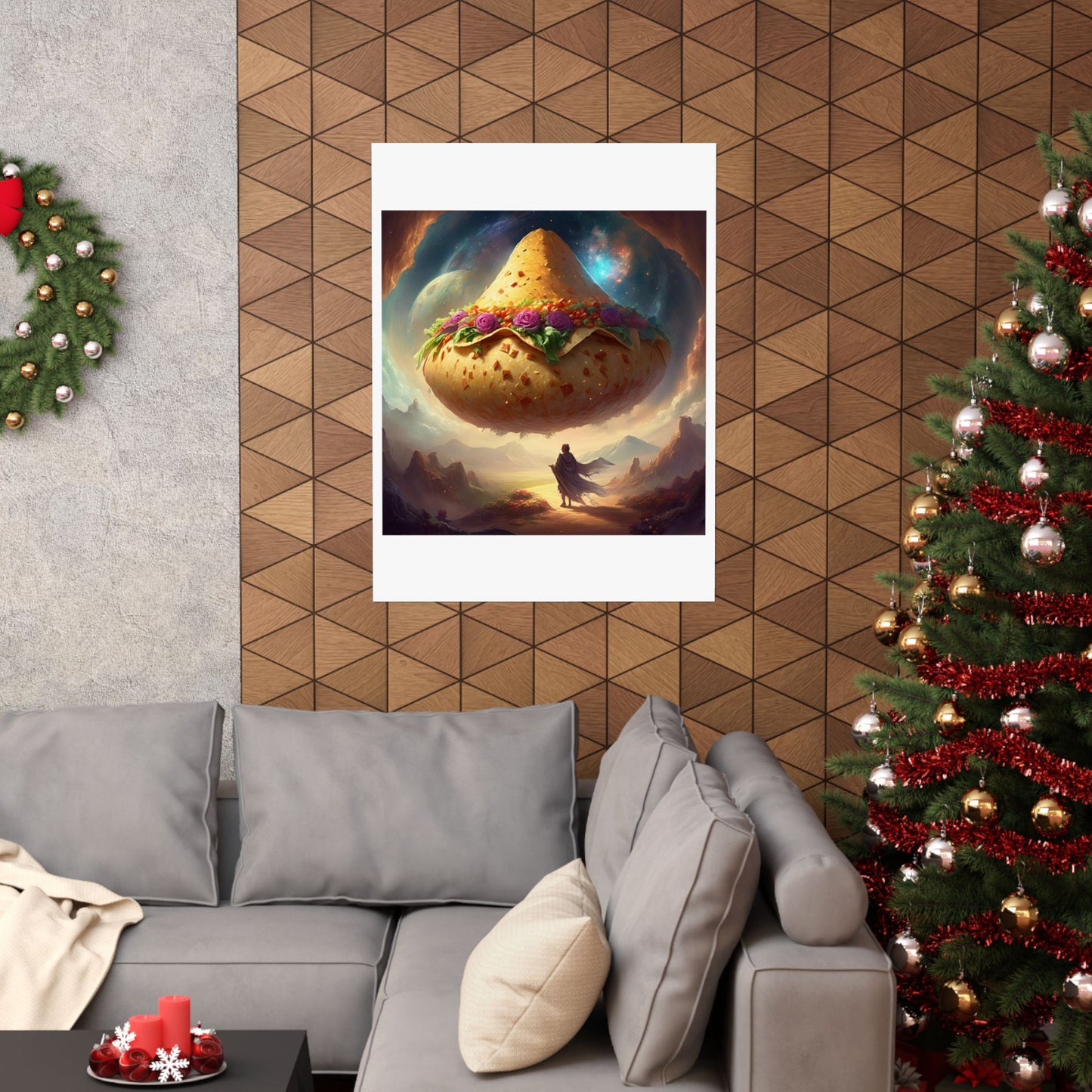 Cosmic Taco Planetoid Surreal Food Fantasy Art Poster