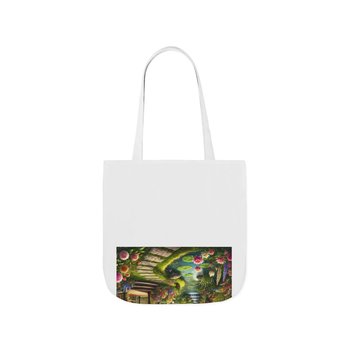 Sunlit Rose Gazebo Cottage Garden Canvas Tote Bag