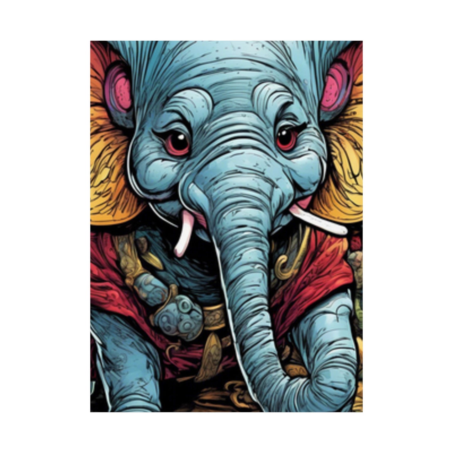 Colorful Elephant Garden Parade Wildlife Wall Art Poster