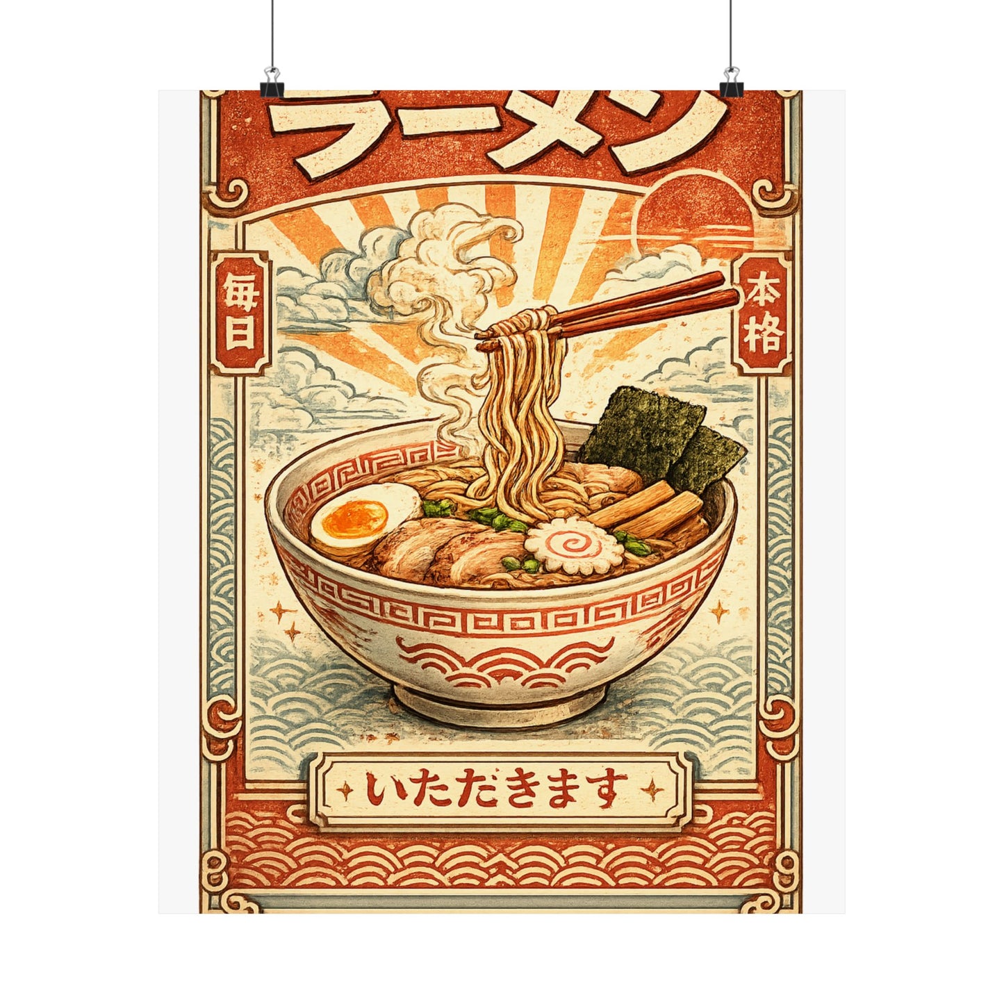 Vintage Ramen Bowl Japanese Food Art Poster