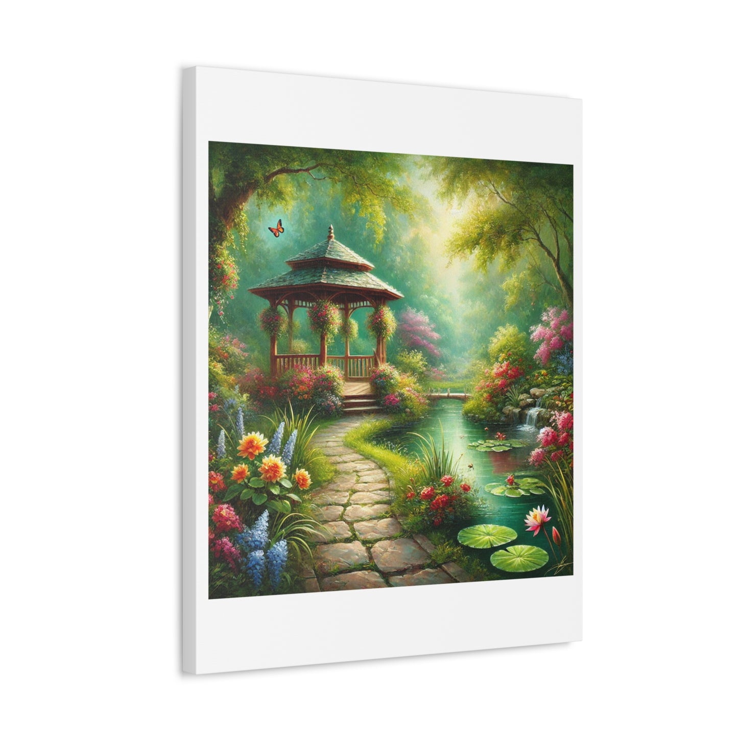 Spring Garden Gazebo Floral Landscape Canvas