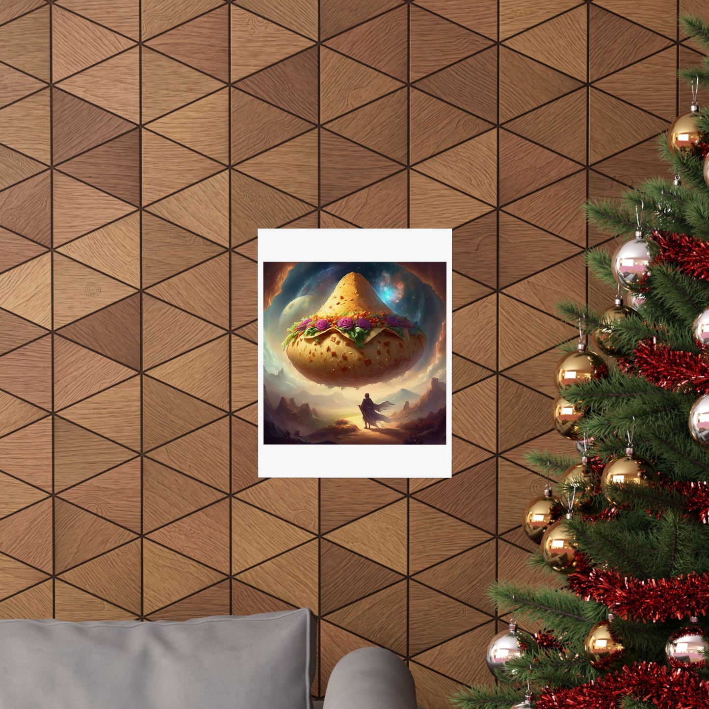 Cosmic Taco Planetoid Surreal Food Fantasy Art Poster