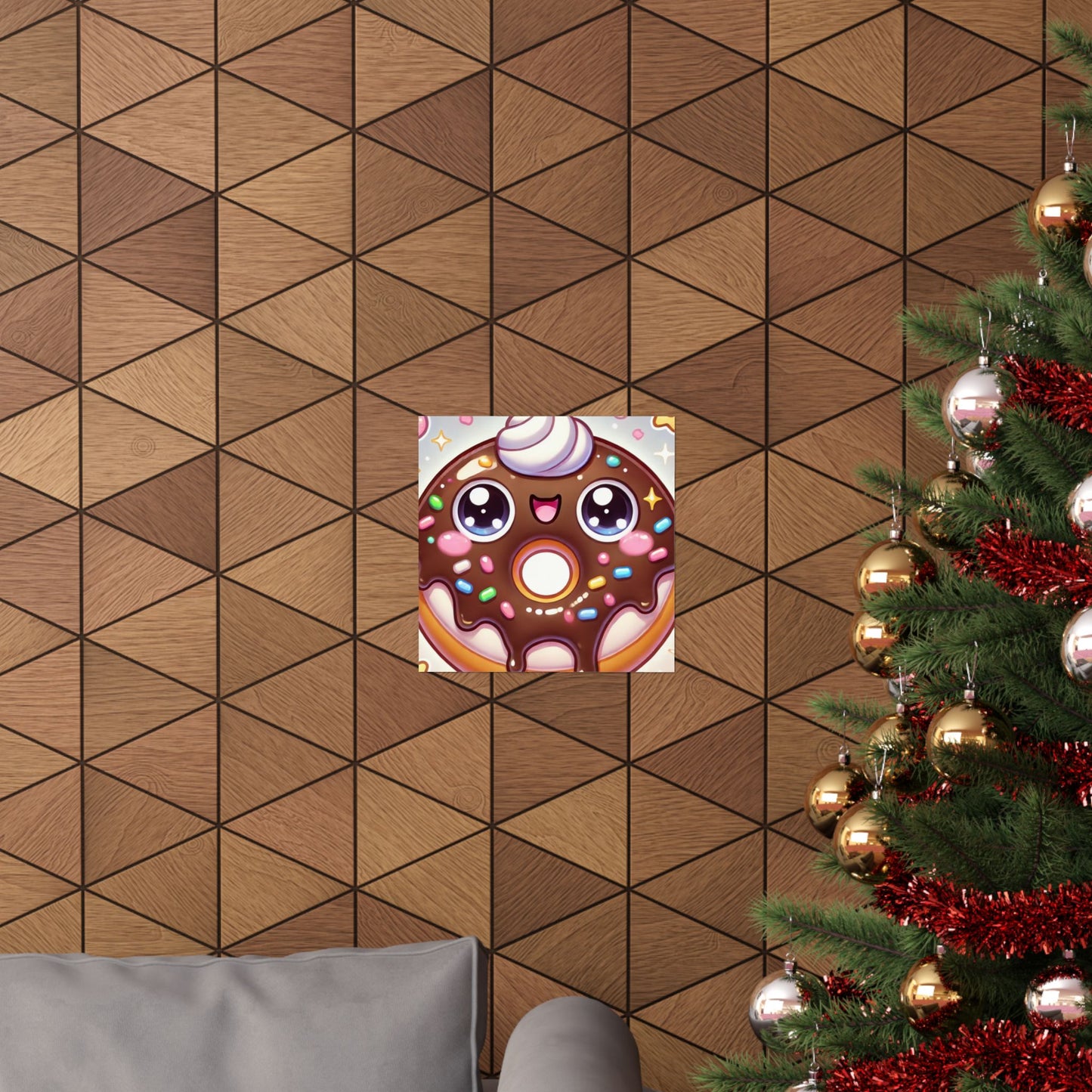 Kawaii Chocolate Donut Cute Dessert Art Poster
