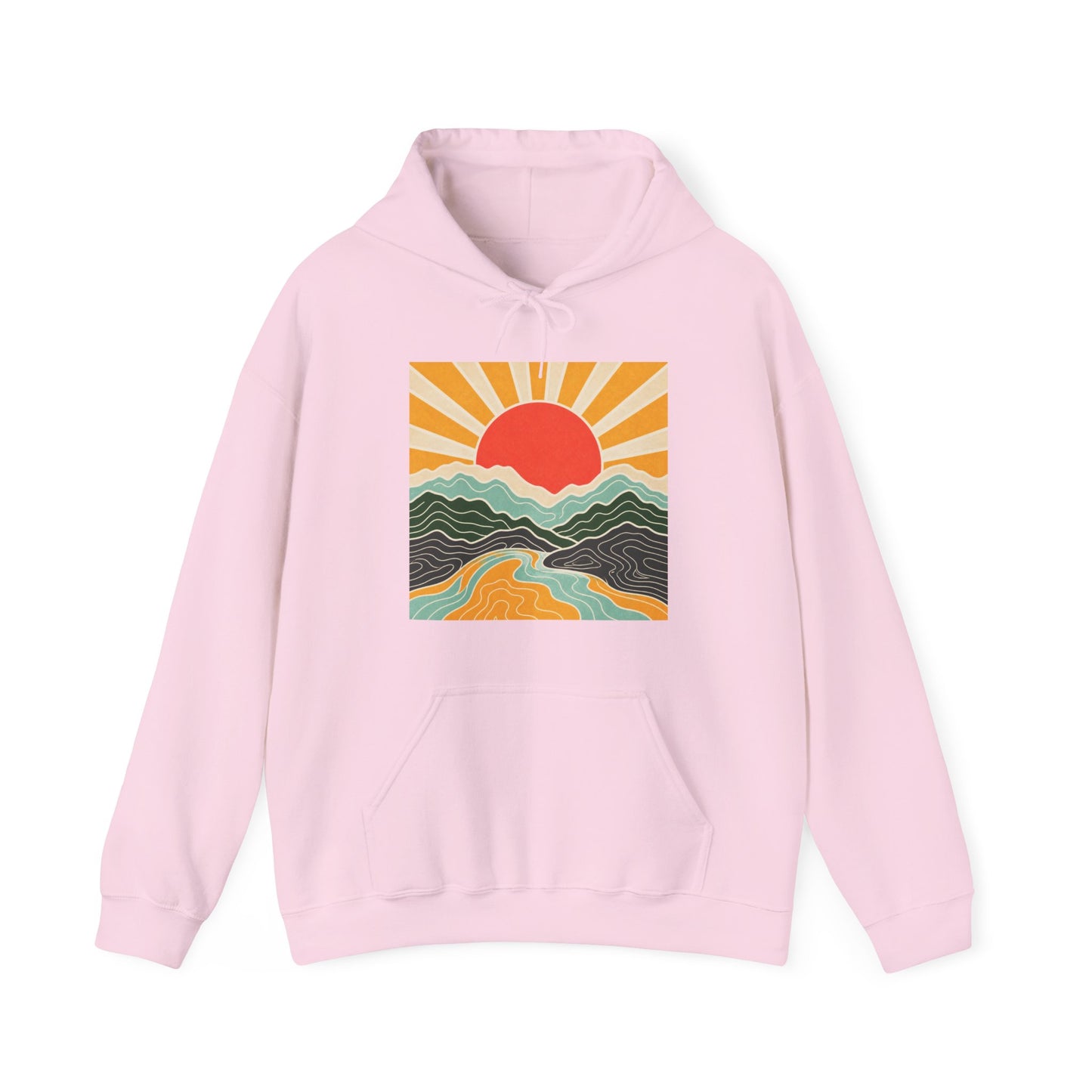 Topographic Sunrise Abstract Mountain Adventure Hoodie