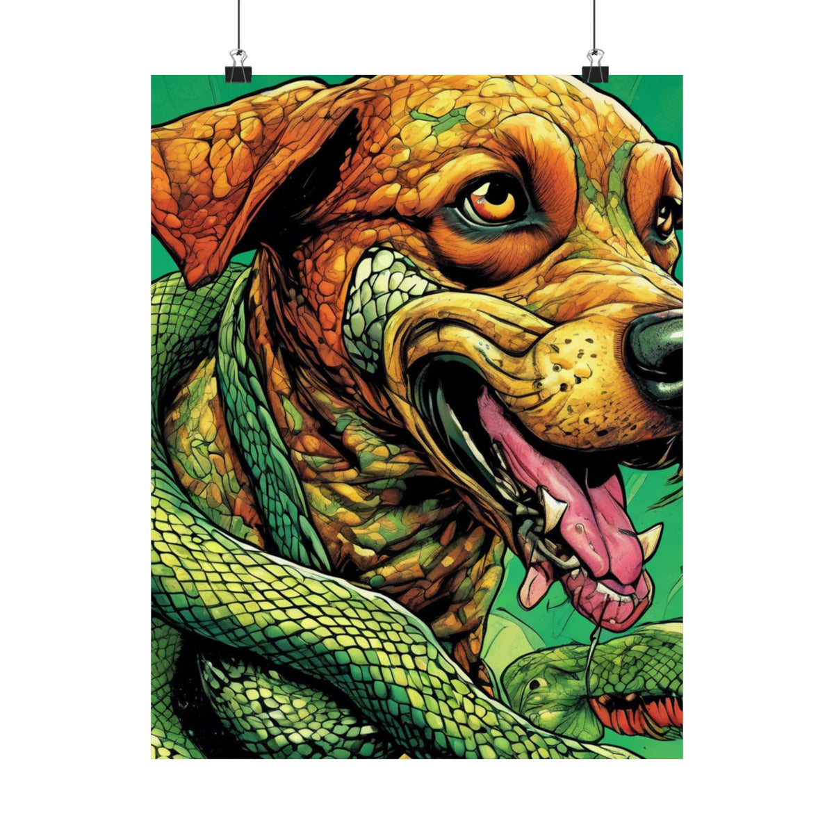 Serpent Guardian Dog Bold Fantasy Creature Art Poster