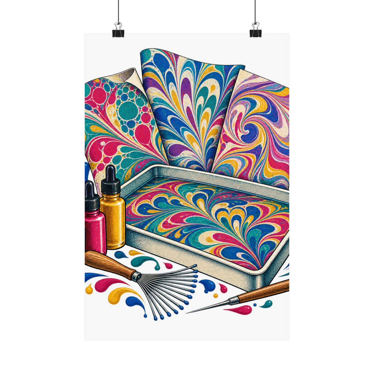 Colorful Paper Marbling Workshop Poster
