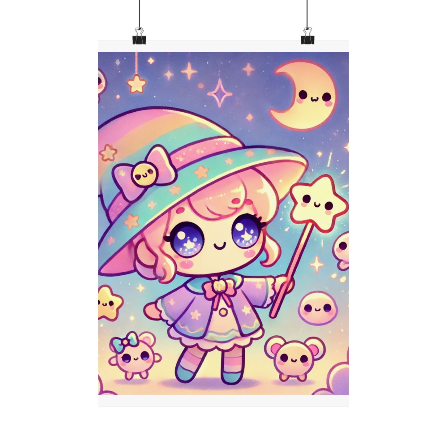 Kawaii Moon Wand Pastel Fantasy Wall Art Poster