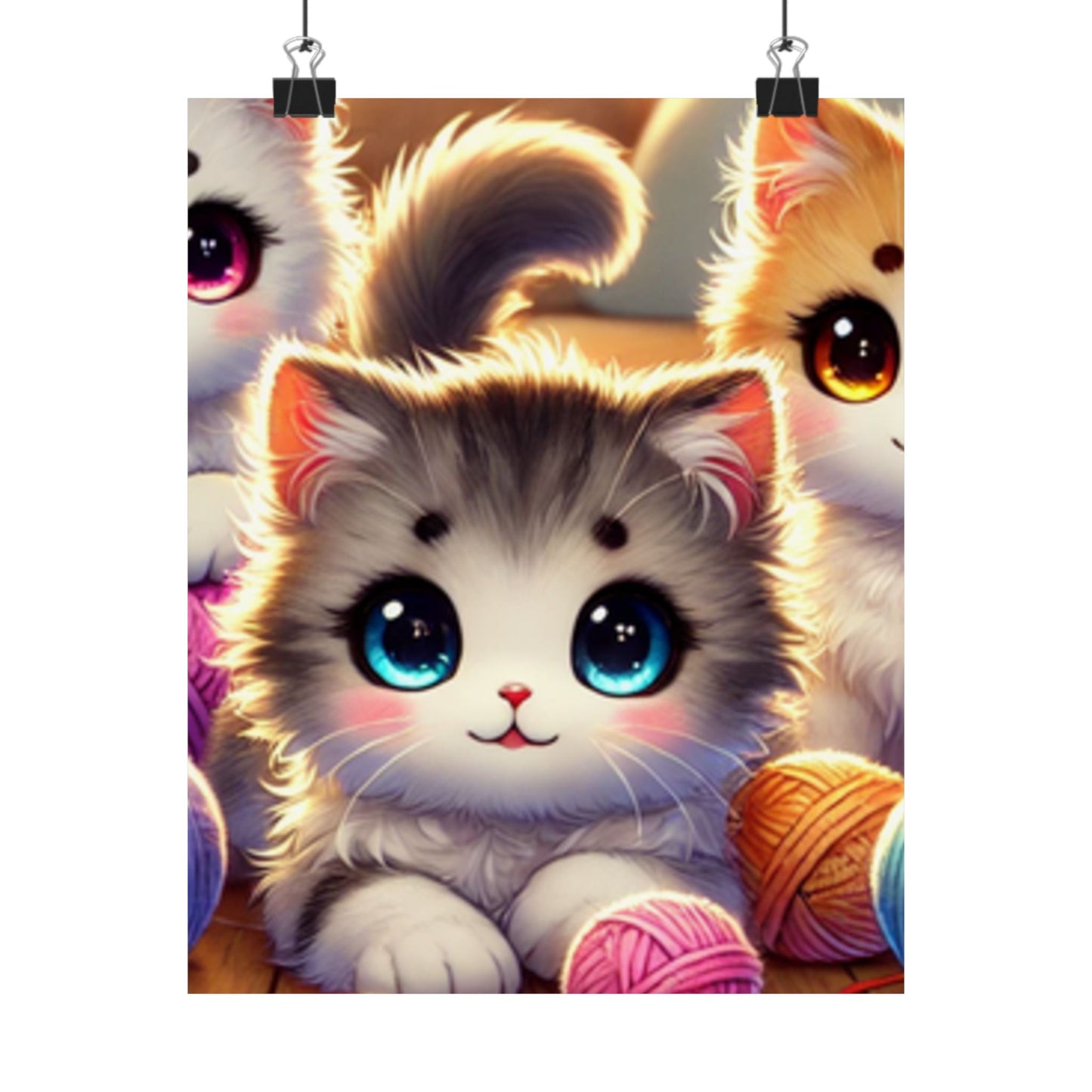 Cozy Yarn Kittens Cute Cat Poster Knitting Room Wall Art Decor