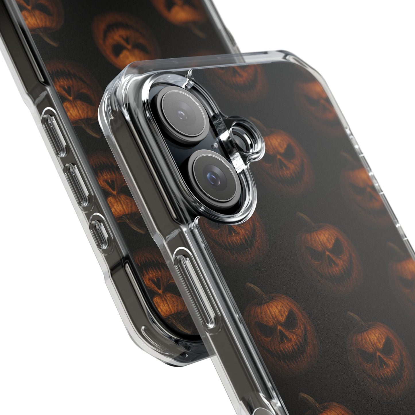 Magnet Cover, Halloween Pumpkin Spooky Phone Case, Horror Jack-O-Lantern Black Case, Magnetic Clear Impact Cover, Scary Cellphone Slim