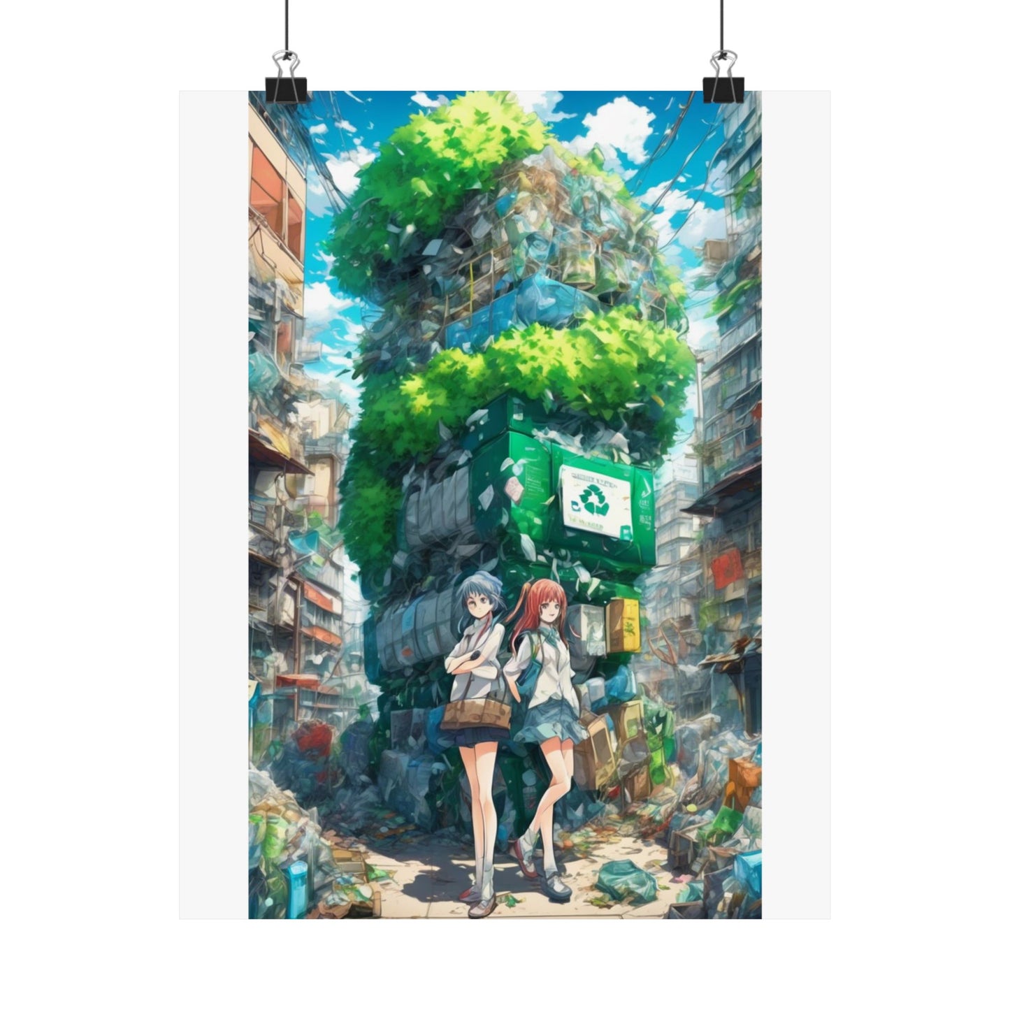 Urban Recycling Anime Friends Green City Wall Poster