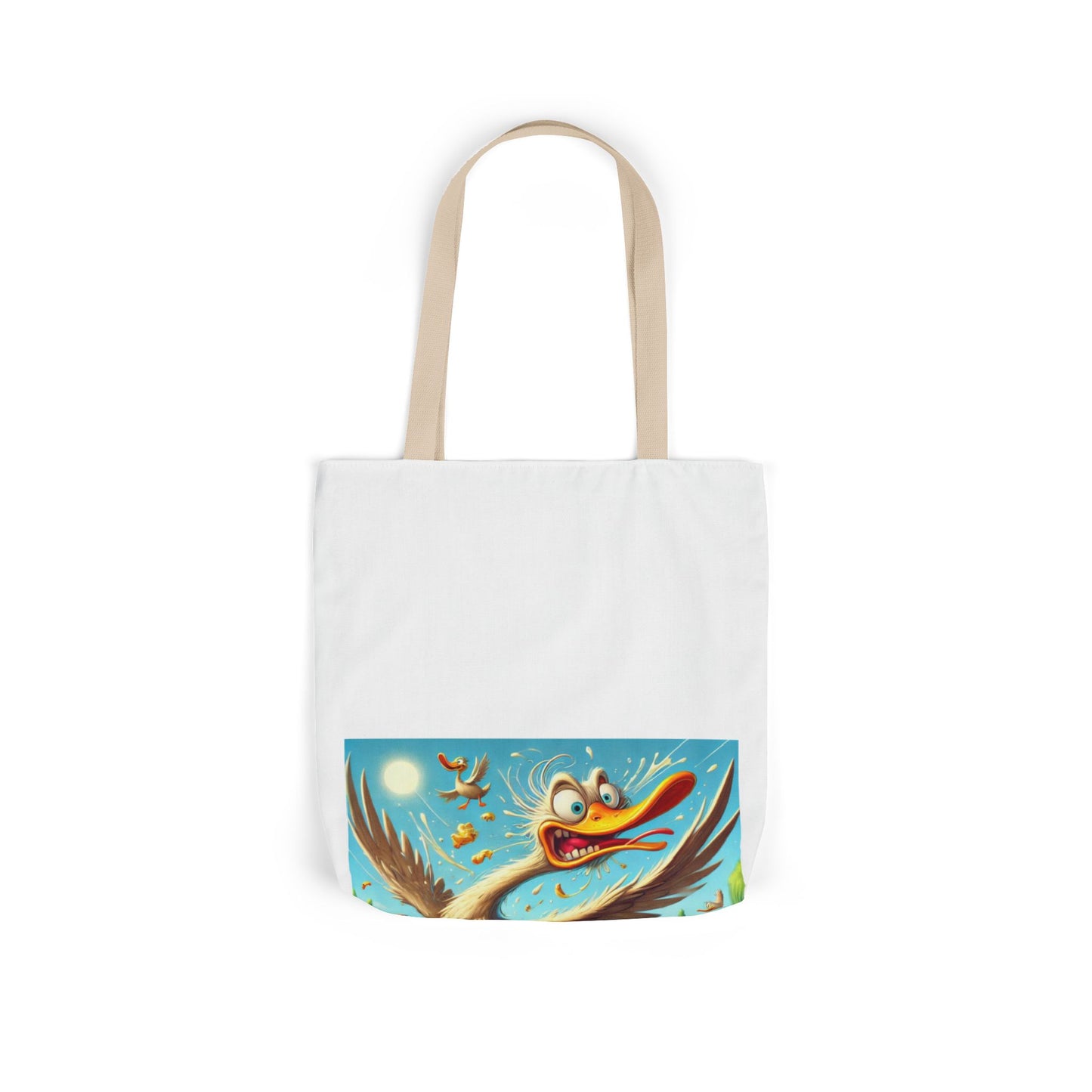 Chaotic Picnic Duck Funny Summer Canvas Tote Bag
