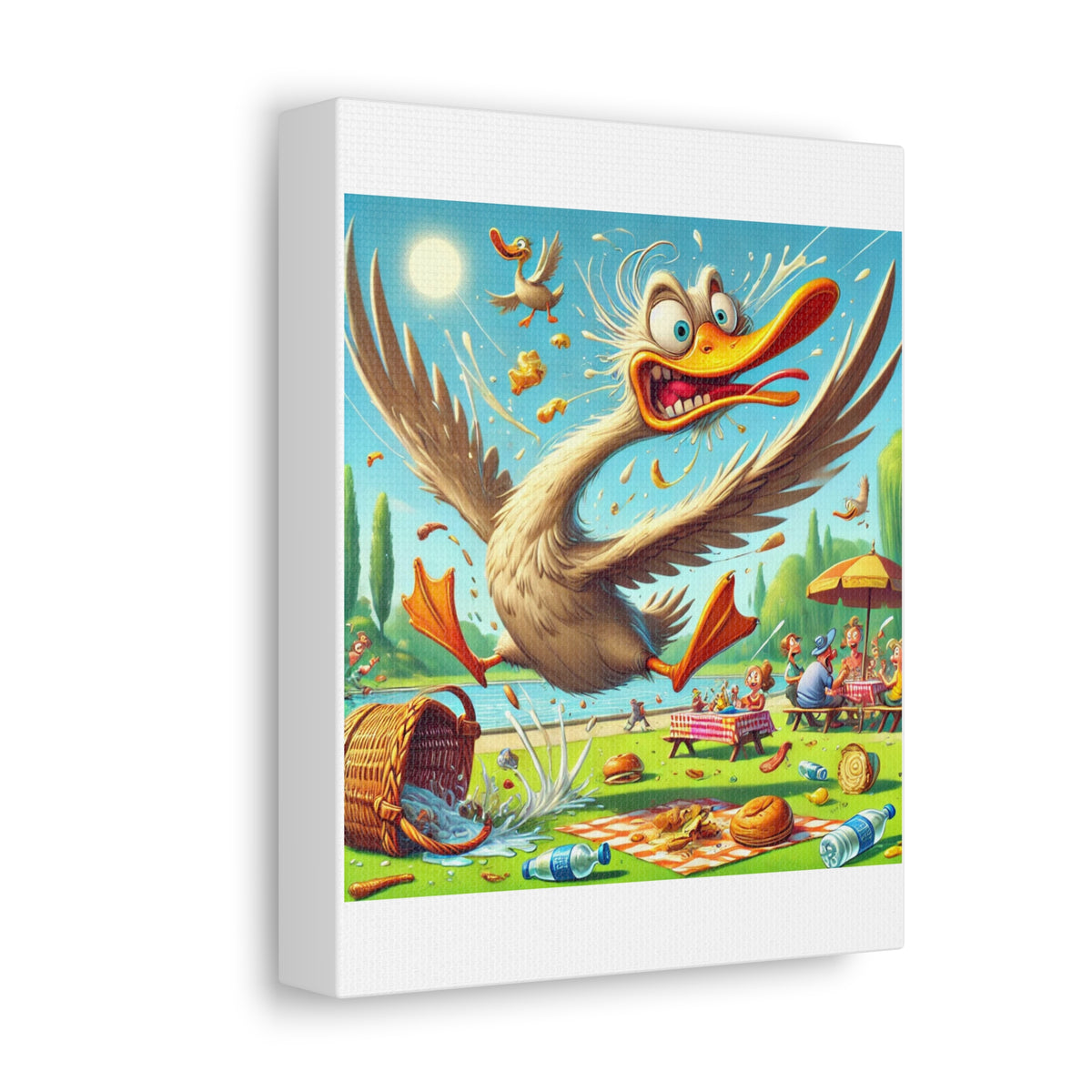 Chaotic Picnic Duck Funny Summer Canvas Wall Art
