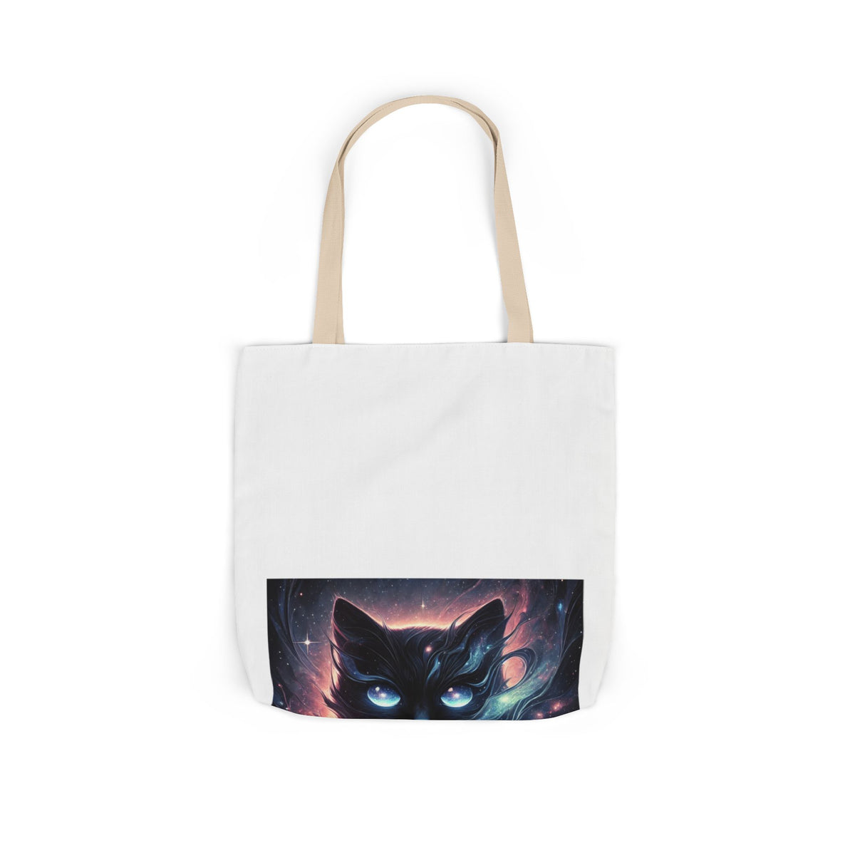 Cosmic Black Cat Galaxy Celestial Canvas Tote Bag