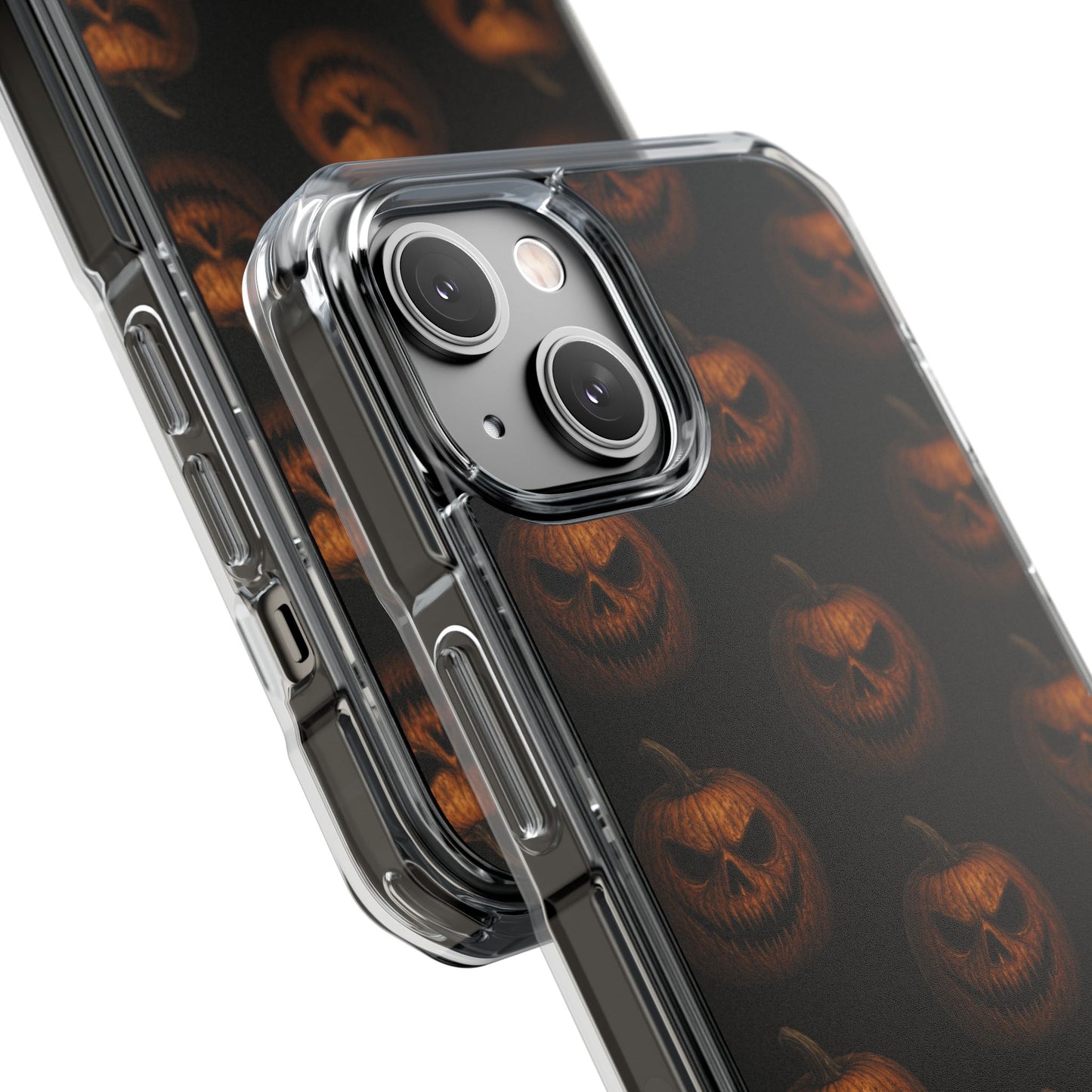 Magnet Cover, Halloween Pumpkin Spooky Phone Case, Horror Jack-O-Lantern Black Case, Magnetic Clear Impact Cover, Scary Cellphone Slim