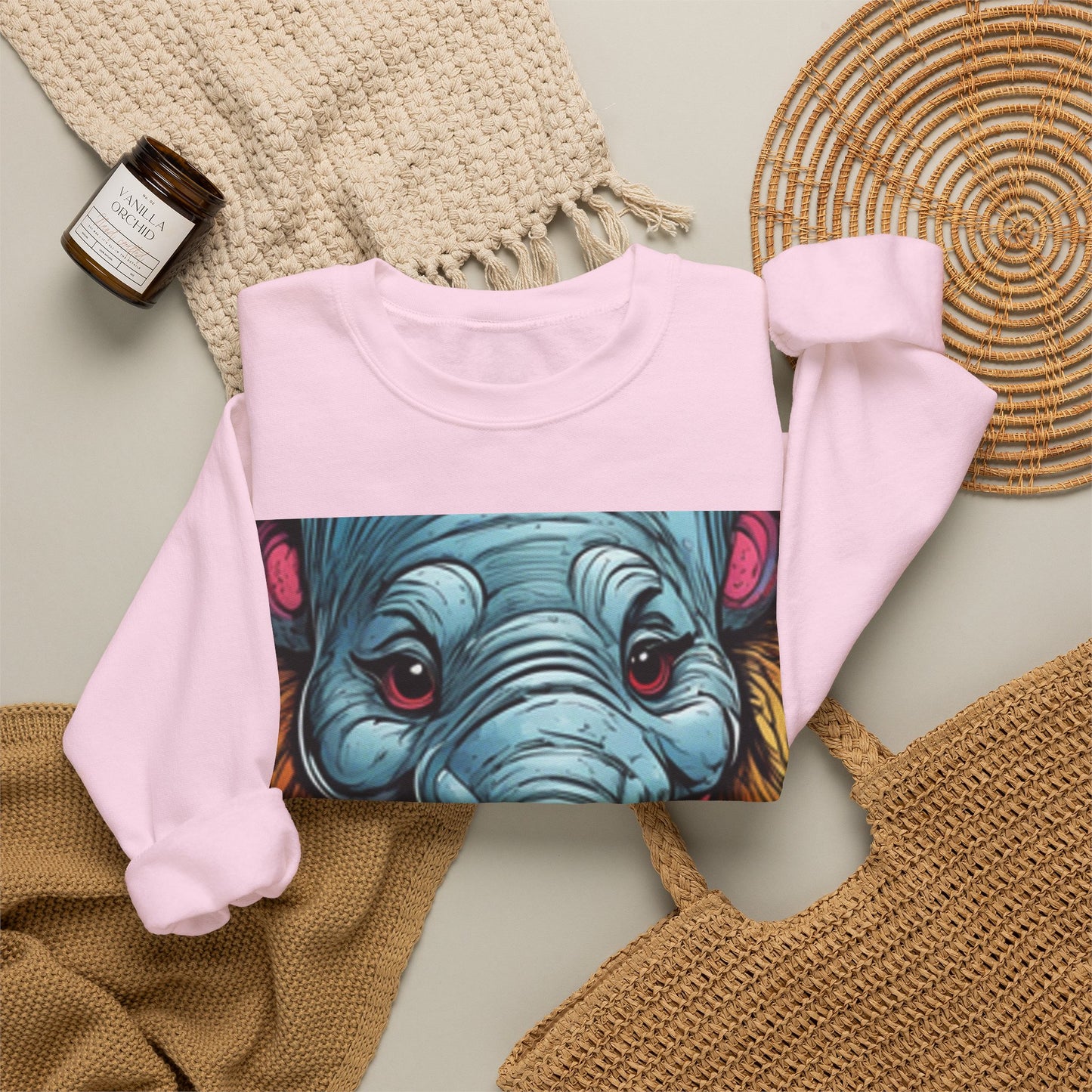 Colorful Elephant Garden Parade Cute Wildlife Art Sweatshirt