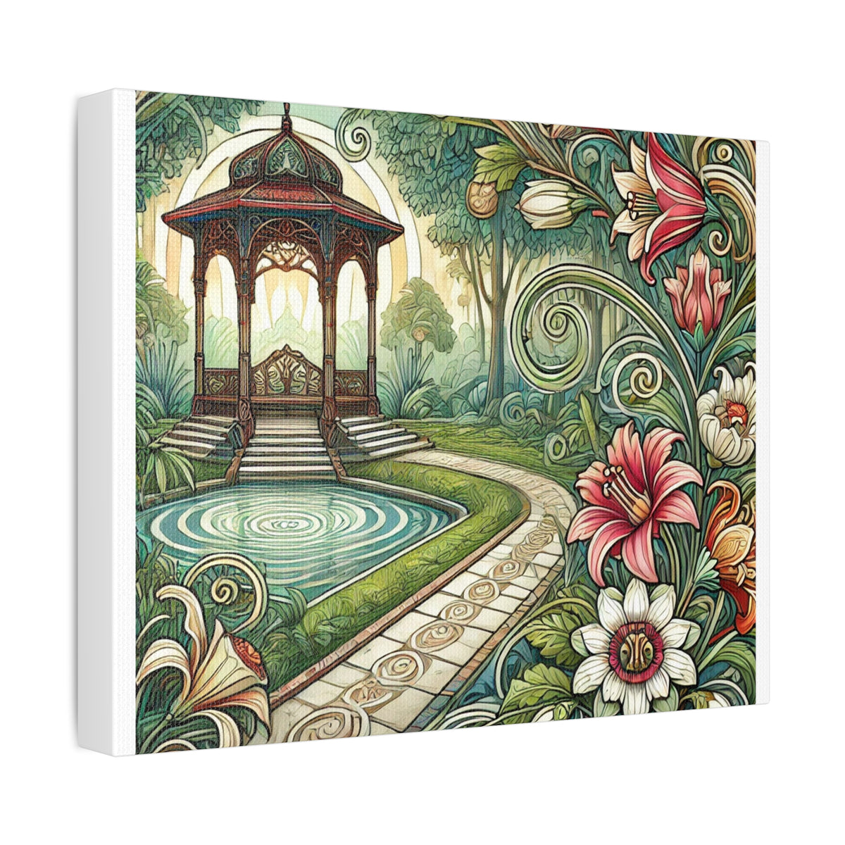 Botanical Gazebo Garden Art Nouveau Canvas Wall Art