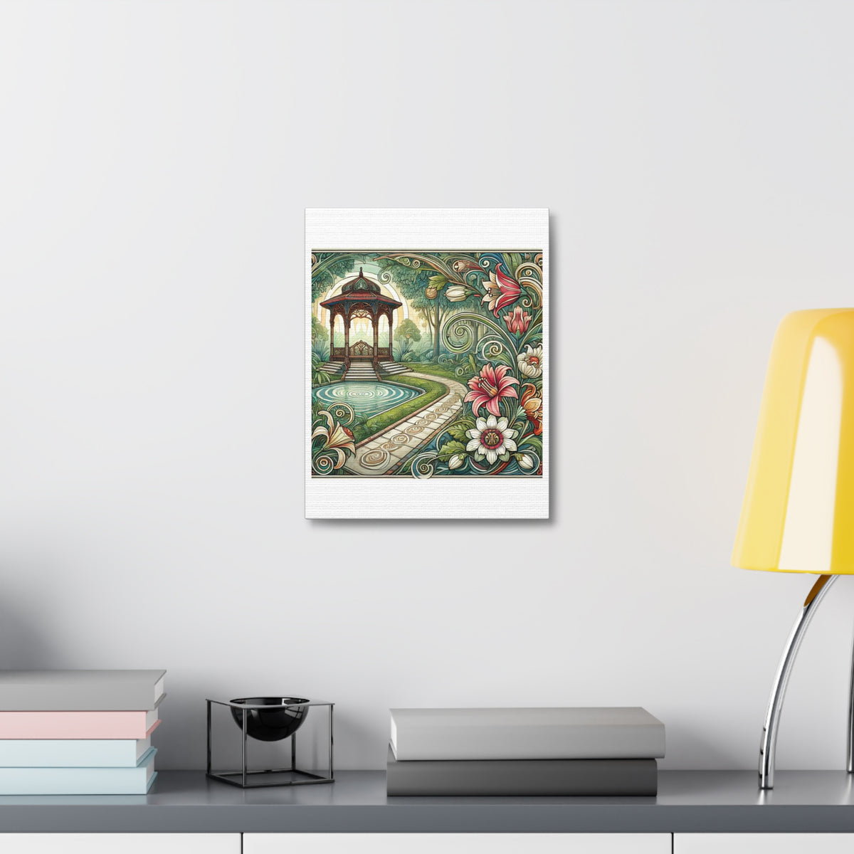 Botanical Gazebo Garden Art Nouveau Canvas Wall Art