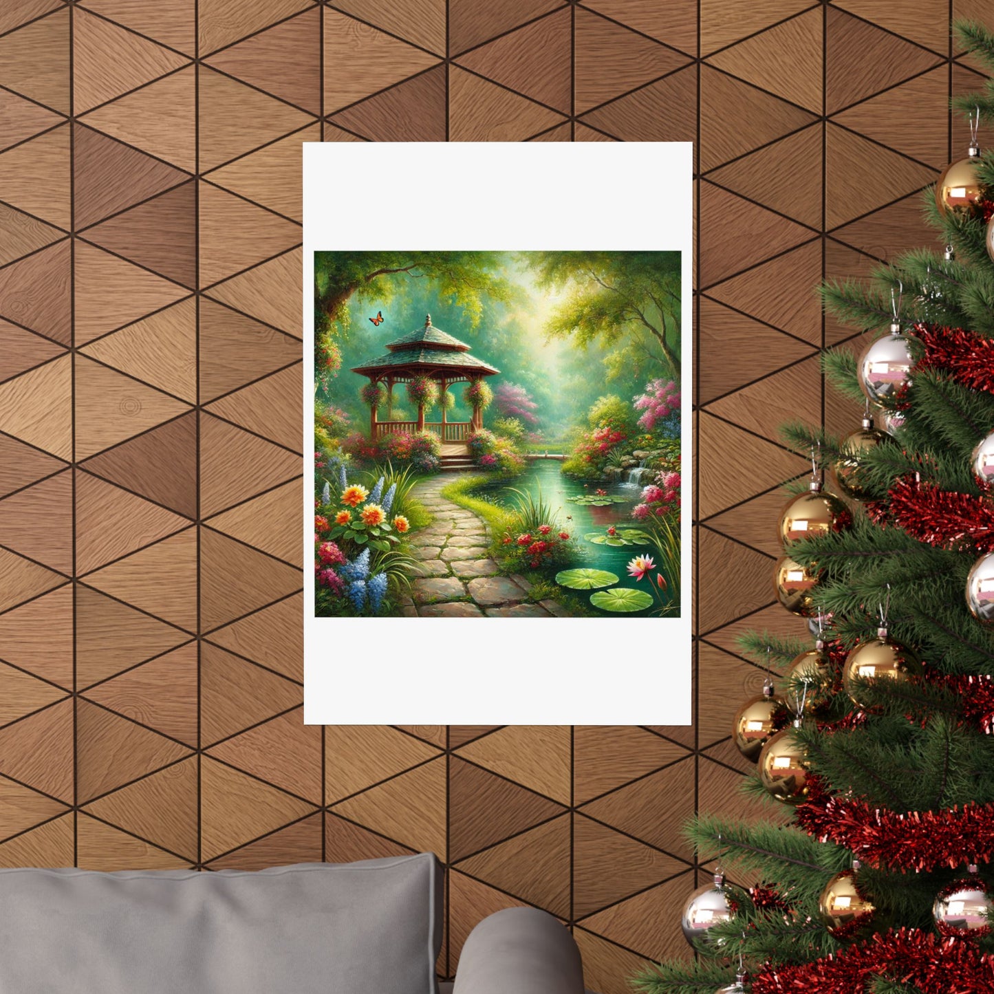 Spring Garden Gazebo Floral Landscape Poster