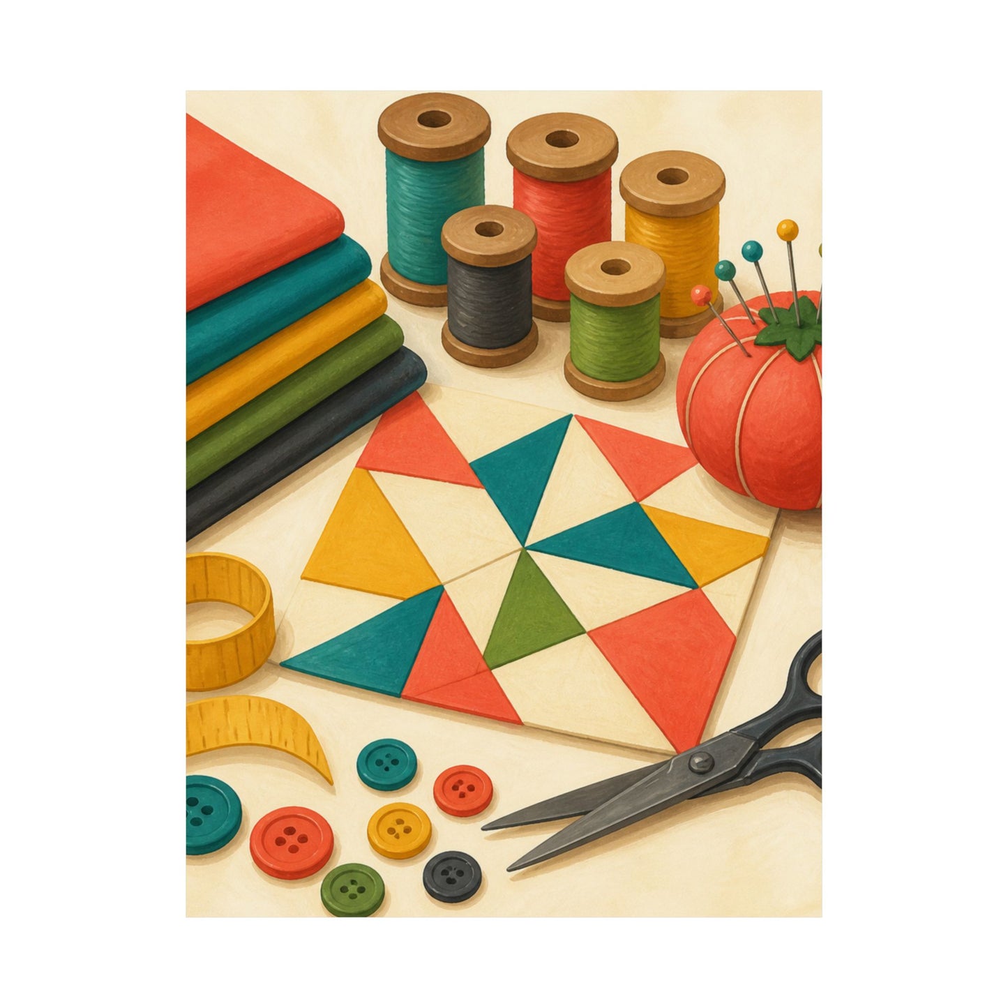 Colorful Sewing and Quilting Hobby Poster