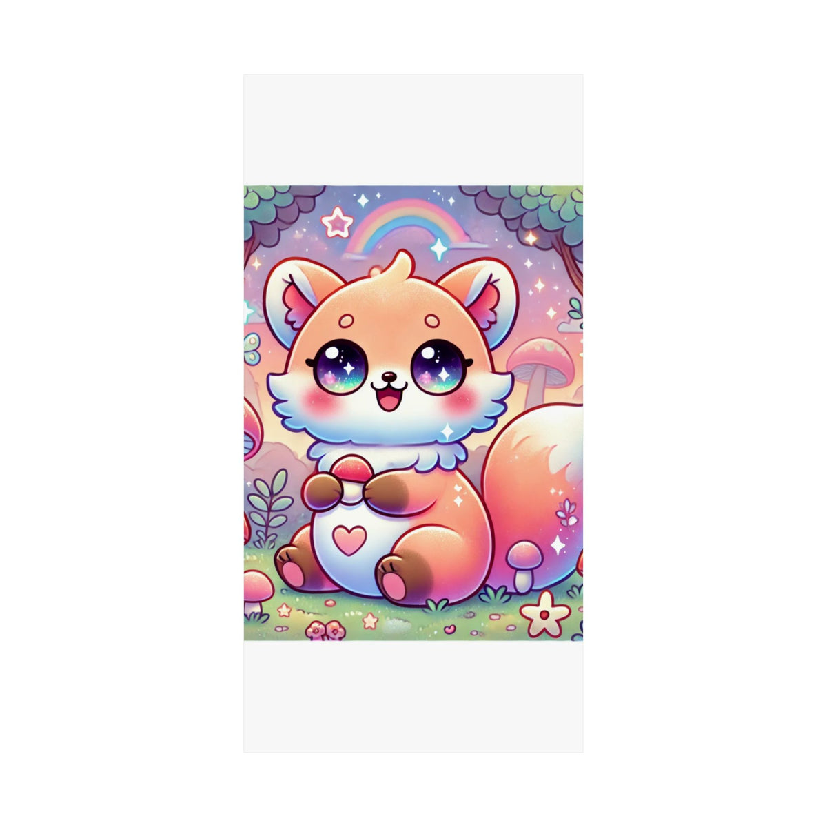 Pastel Woodland Fox Mushroom Kawaii Wall Art Poster