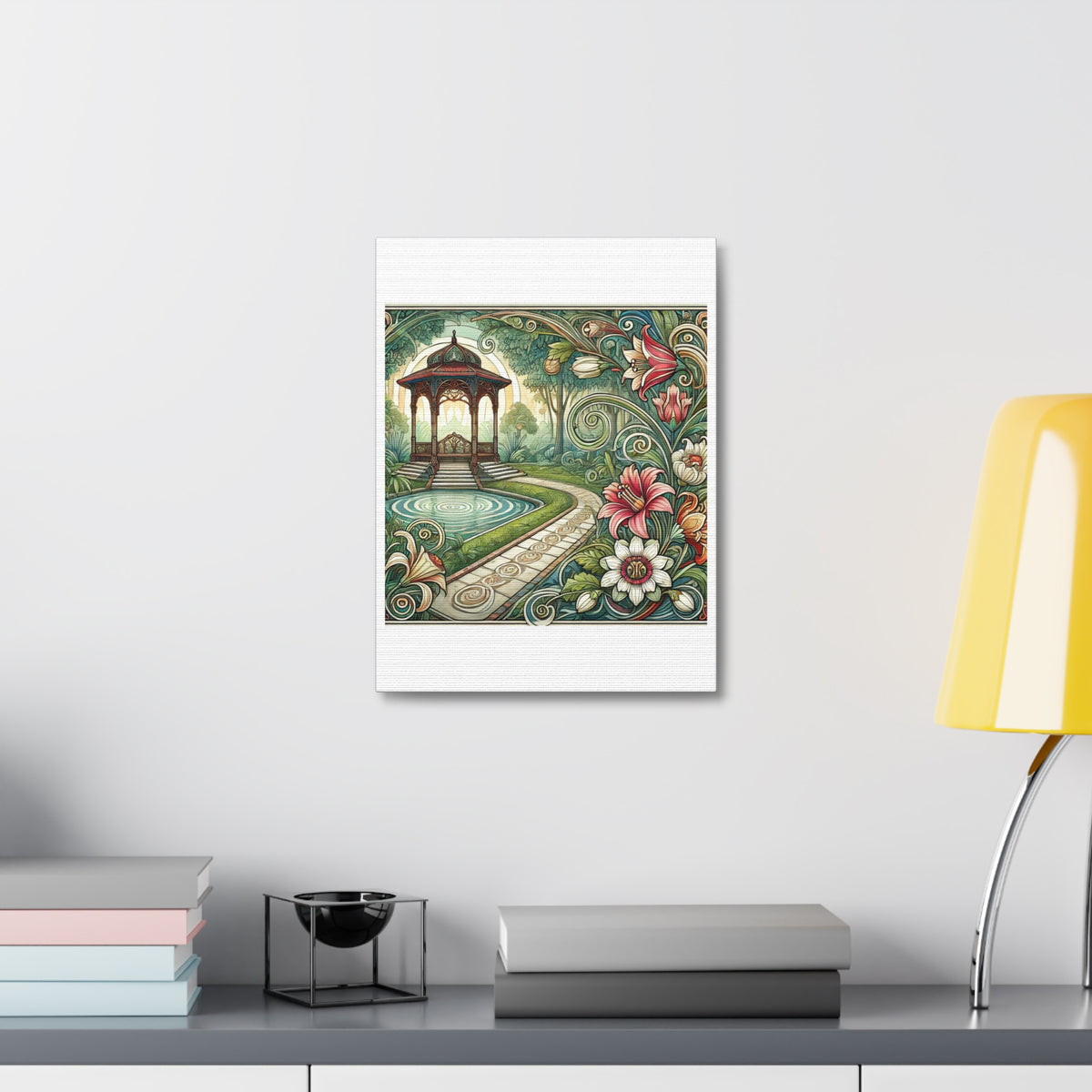 Botanical Gazebo Garden Art Nouveau Canvas Wall Art