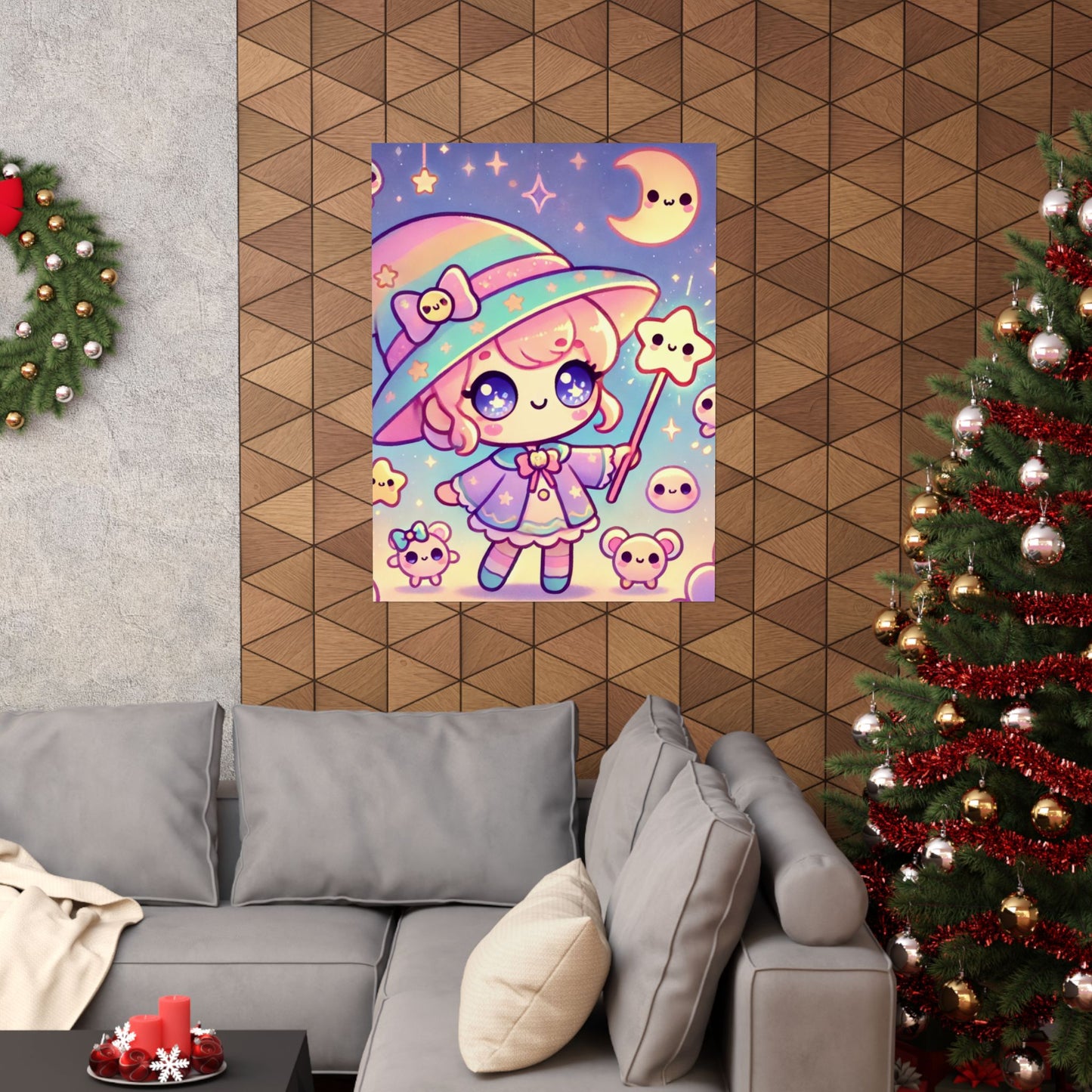 Kawaii Moon Wand Pastel Fantasy Wall Art Poster