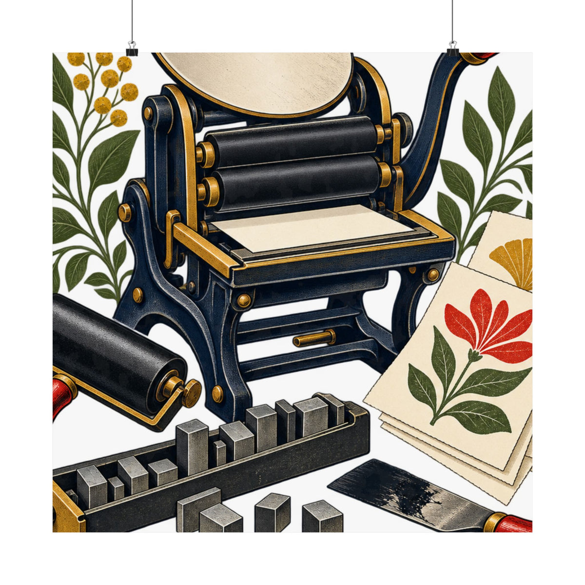 Botanical Letterpress Printshop Poster