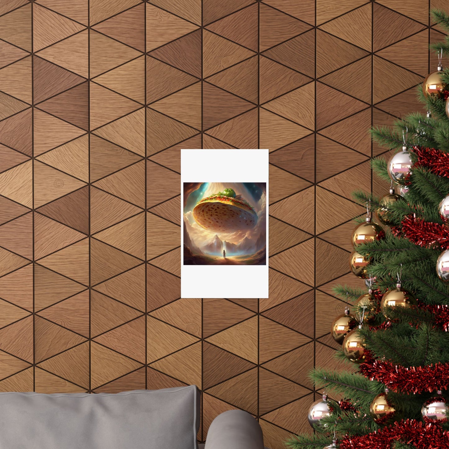 Cosmic Taco UFO Surreal Food Fantasy Art Poster