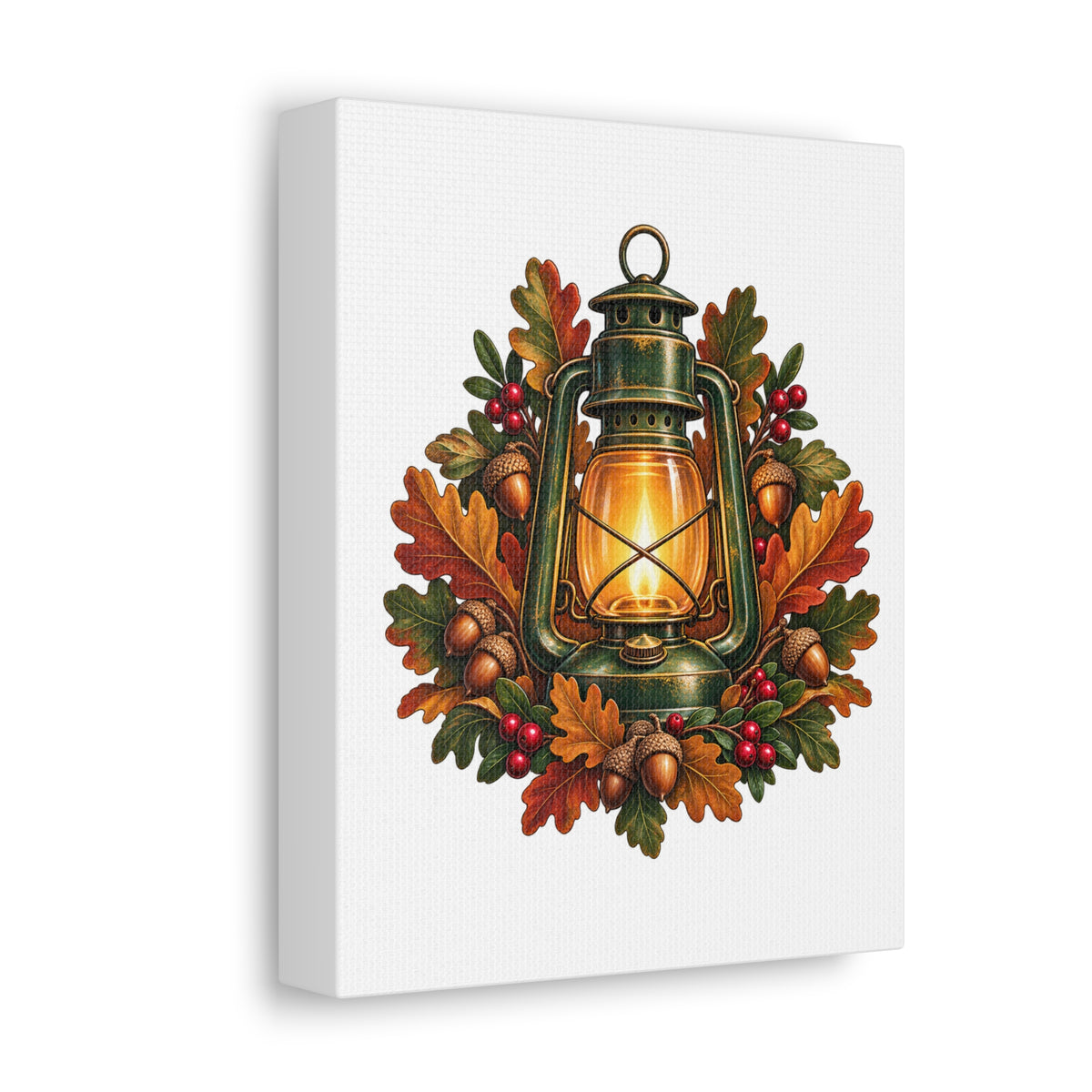 Autumn Oak Lantern and Acorns Canvas