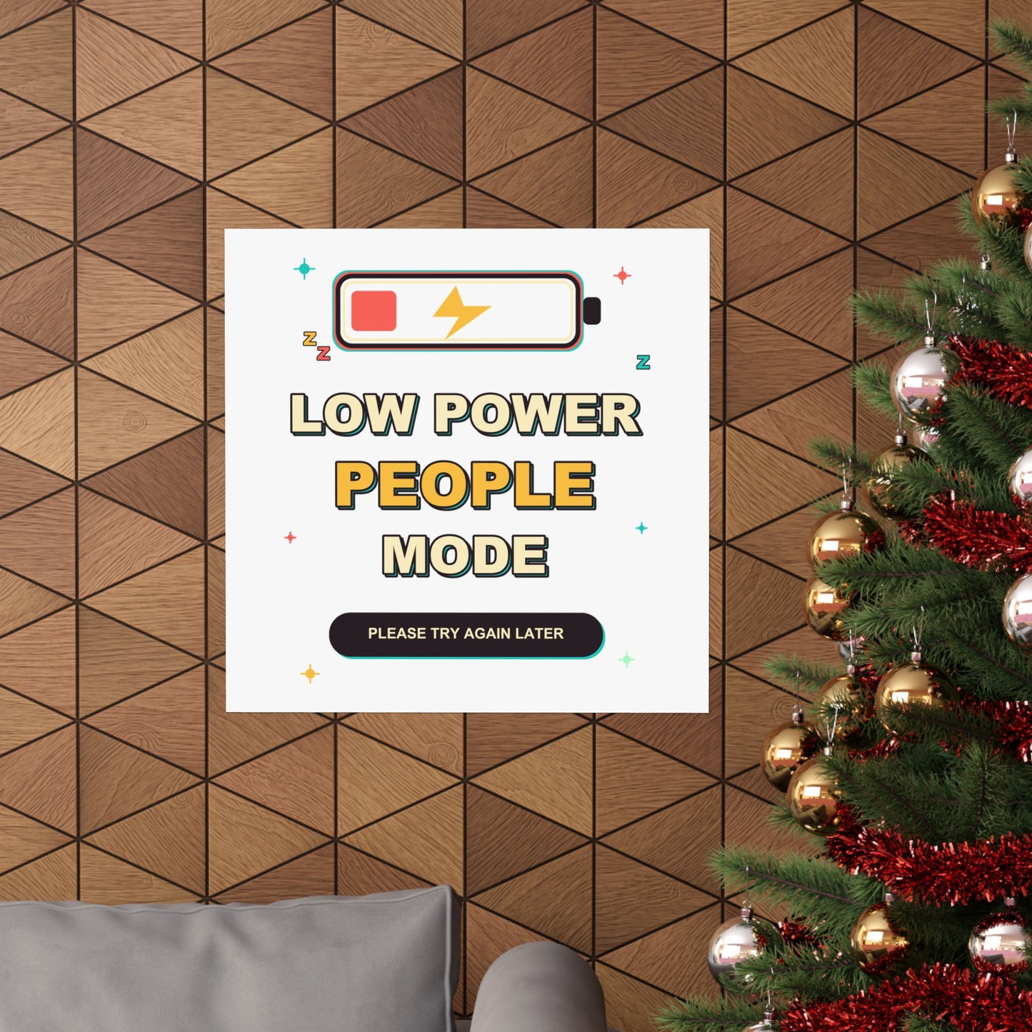 Low Power People Mode Funny Introvert Social Battery Poster