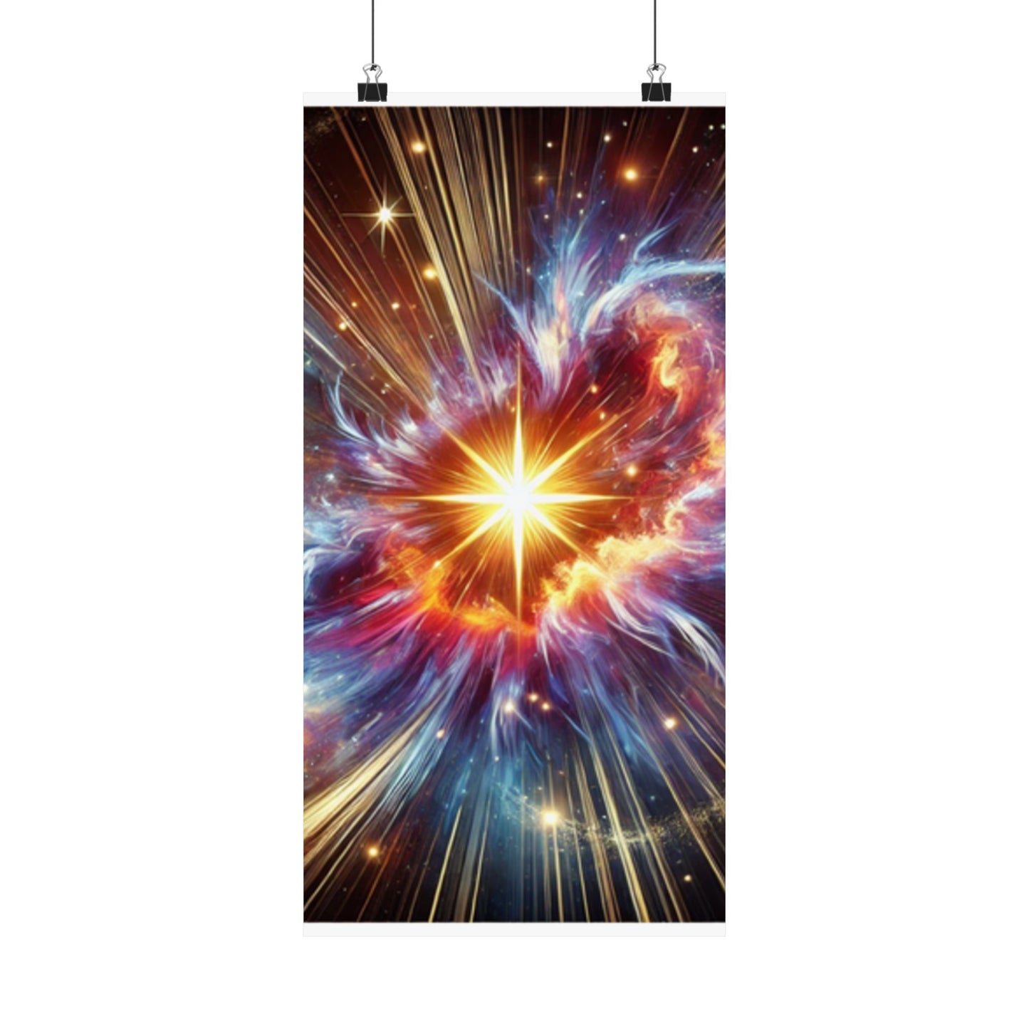Cosmic Starburst Energy Abstract Space Poster Wall Art Decor