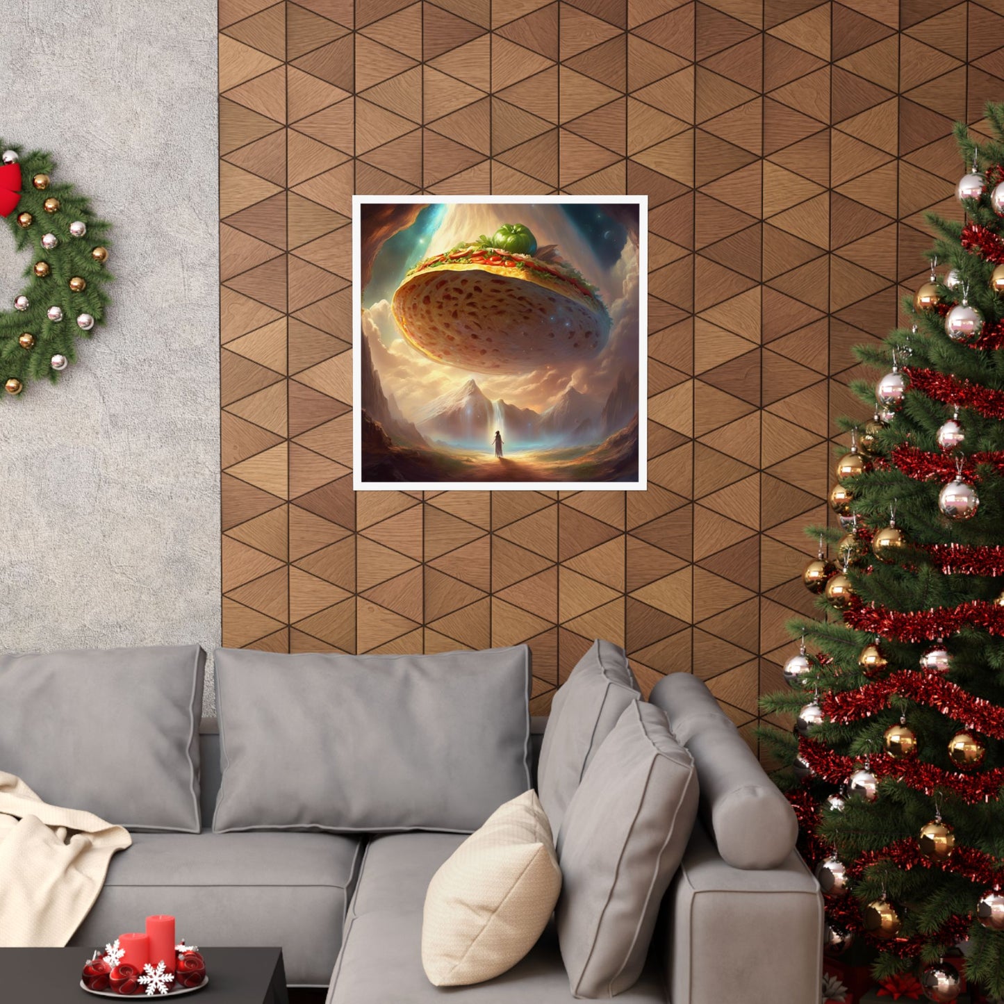 Cosmic Taco UFO Surreal Food Fantasy Art Poster