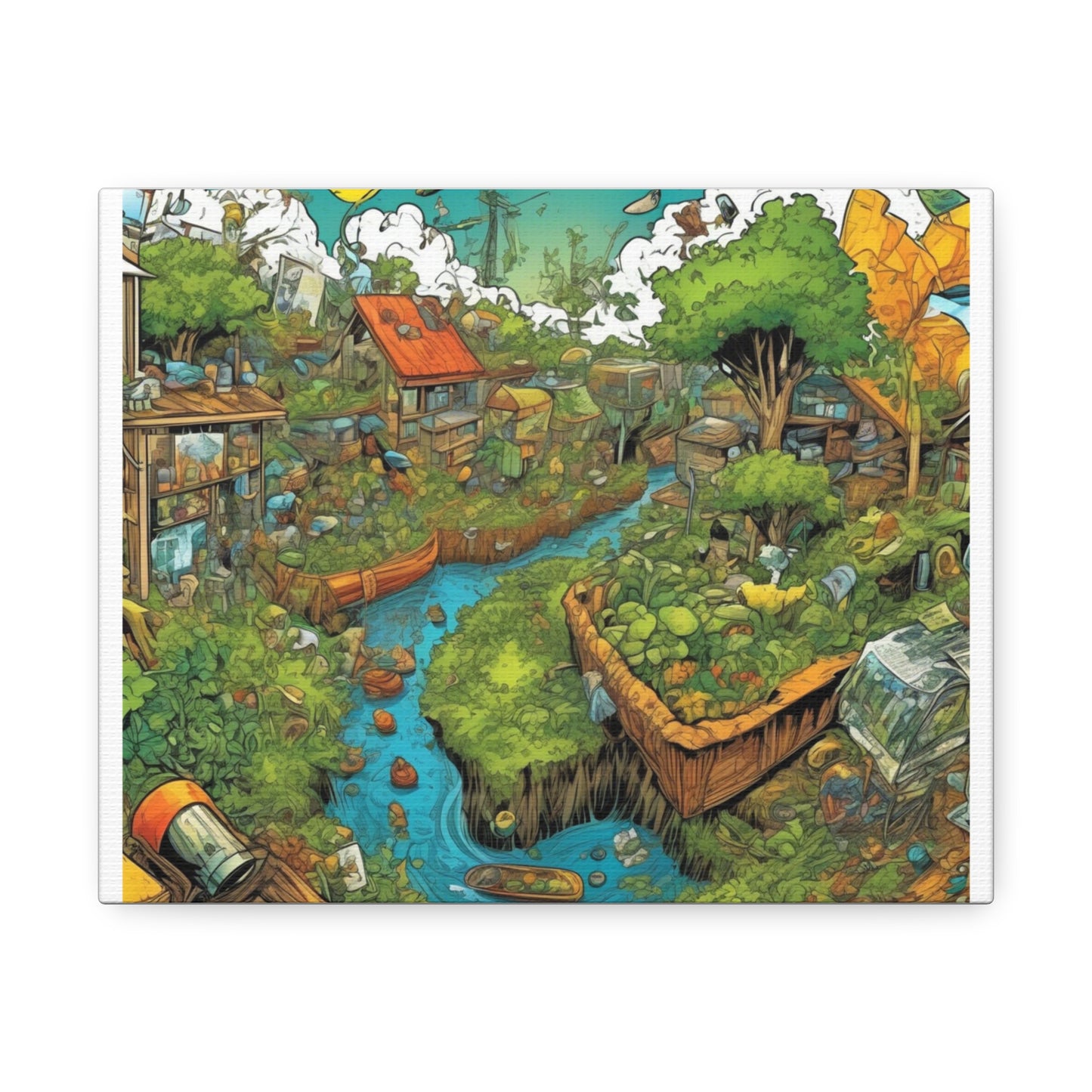 Whimsical Garden Stream Nature Gift Art Canvas