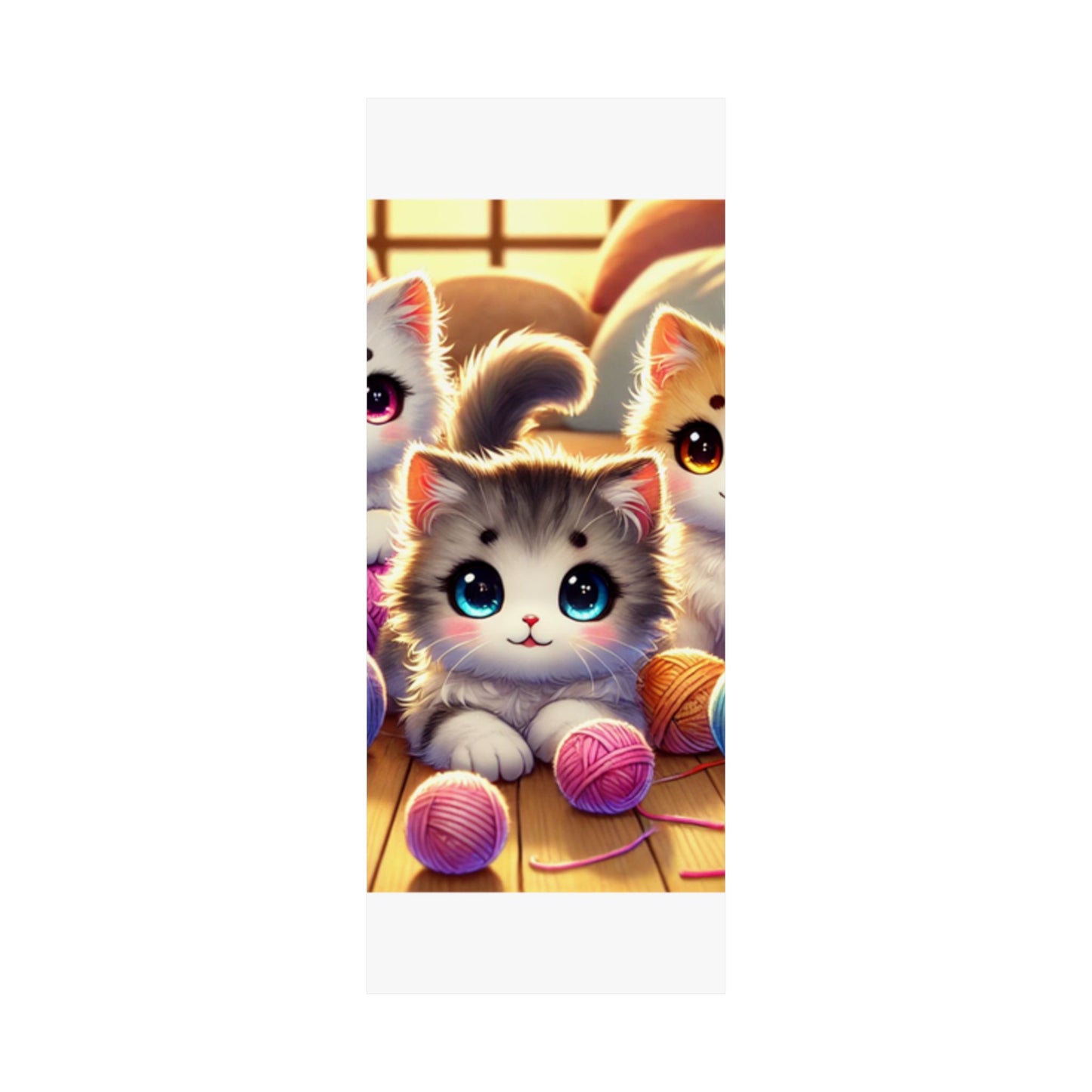 Cozy Yarn Kittens Cute Cat Poster Knitting Room Wall Art Decor