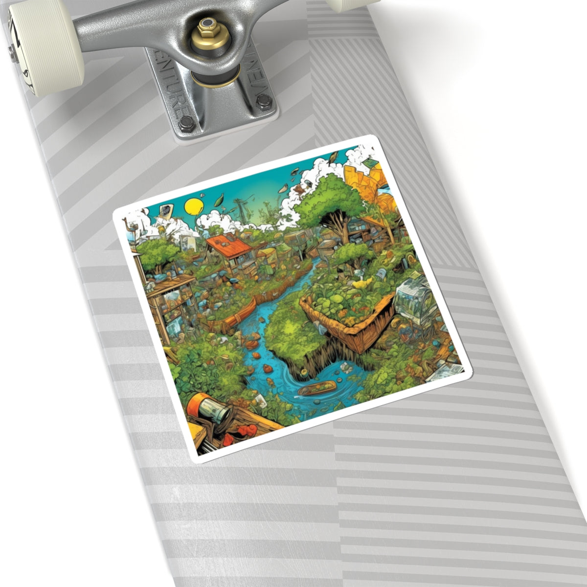 Whimsical Garden Stream Nature Gift Art Sticker