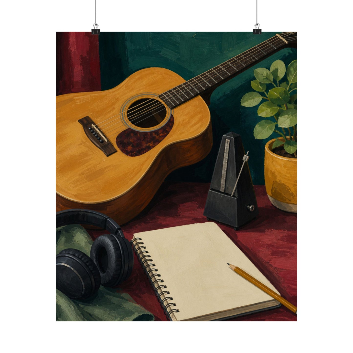 Cozy Acoustic Music Practice Art Poster