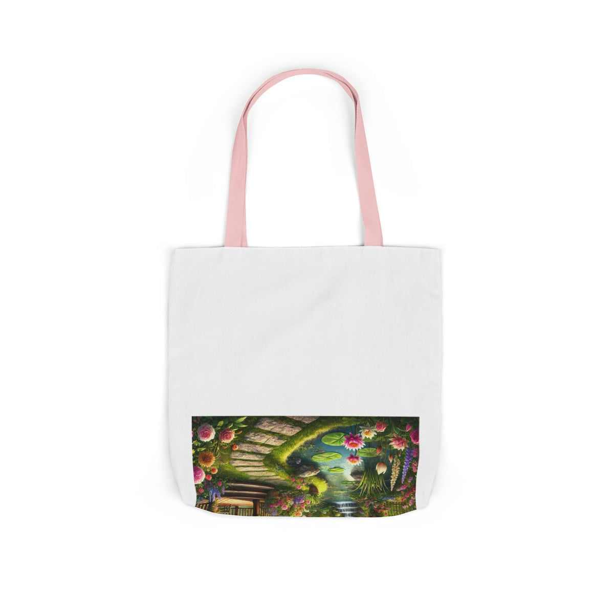 Sunlit Rose Gazebo Cottage Garden Canvas Tote Bag