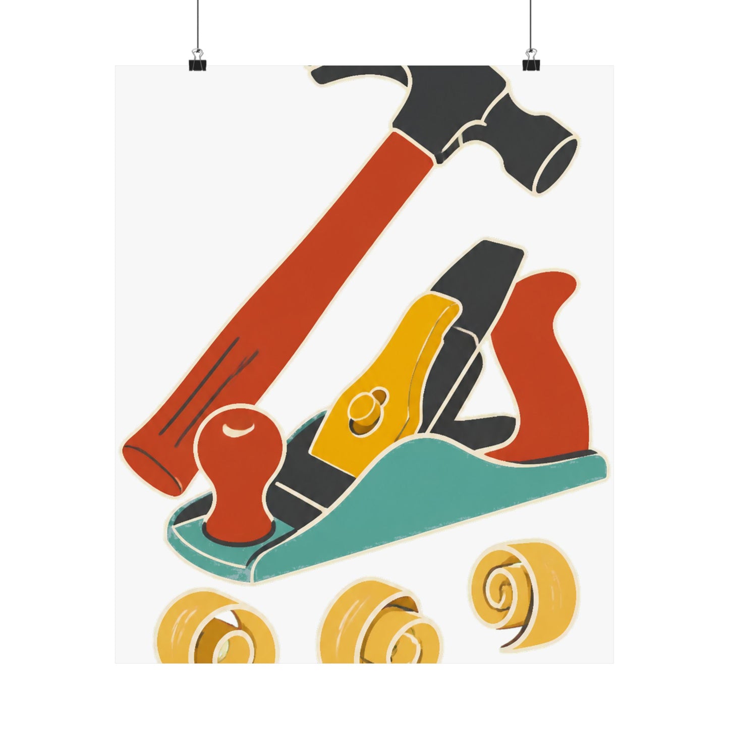 Carpenter Hammer Hand Plane Woodworking Art Poster