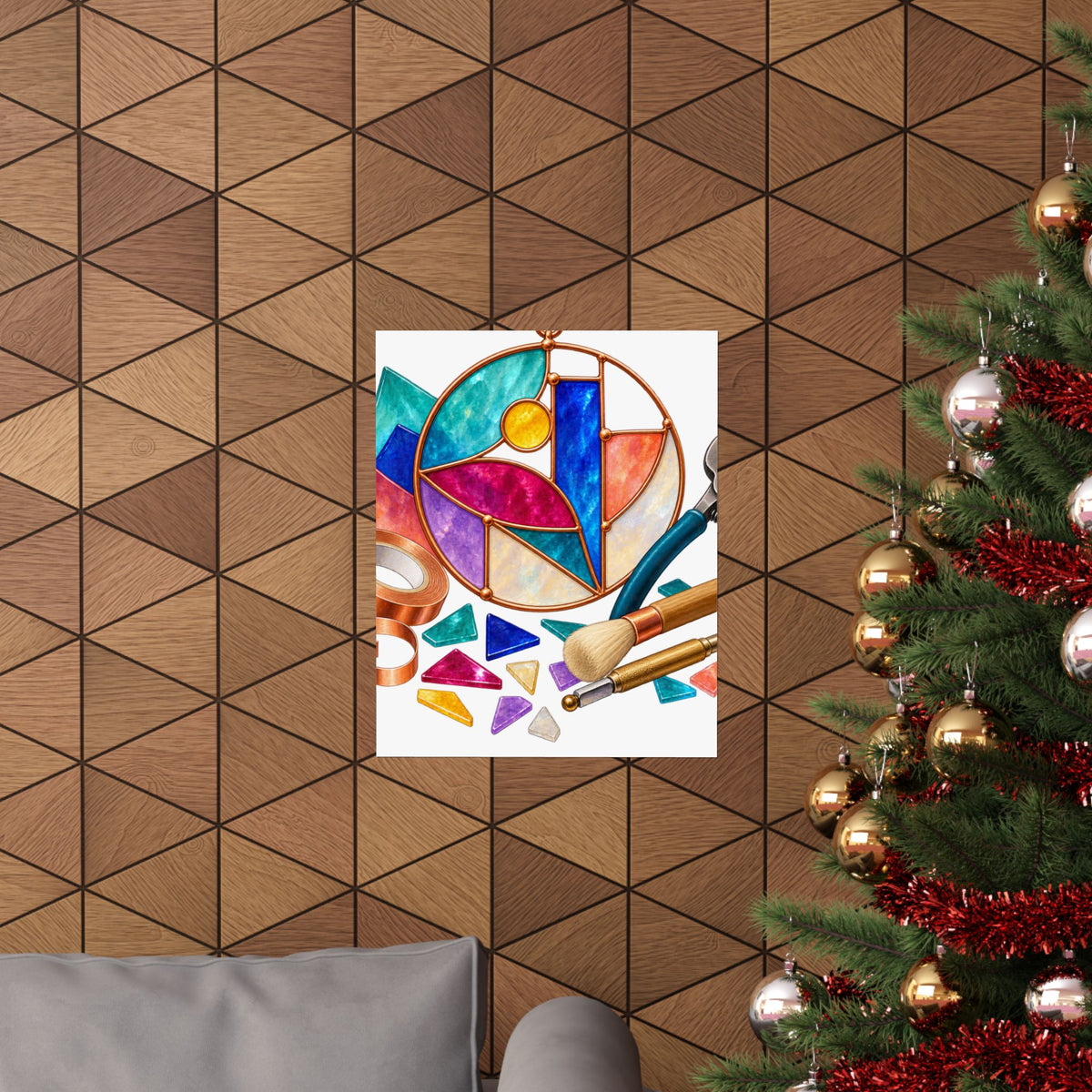 Abstract Stained Glass Suncatcher Workshop Poster
